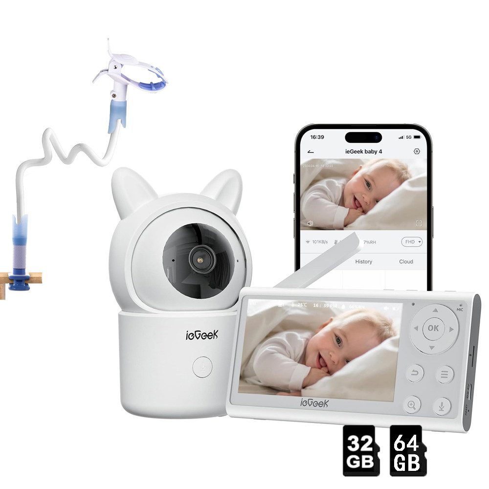 Babyphone 4,3 Zoll Babyphone mit Kamera und APP 1080P WLAN Video Babyfon