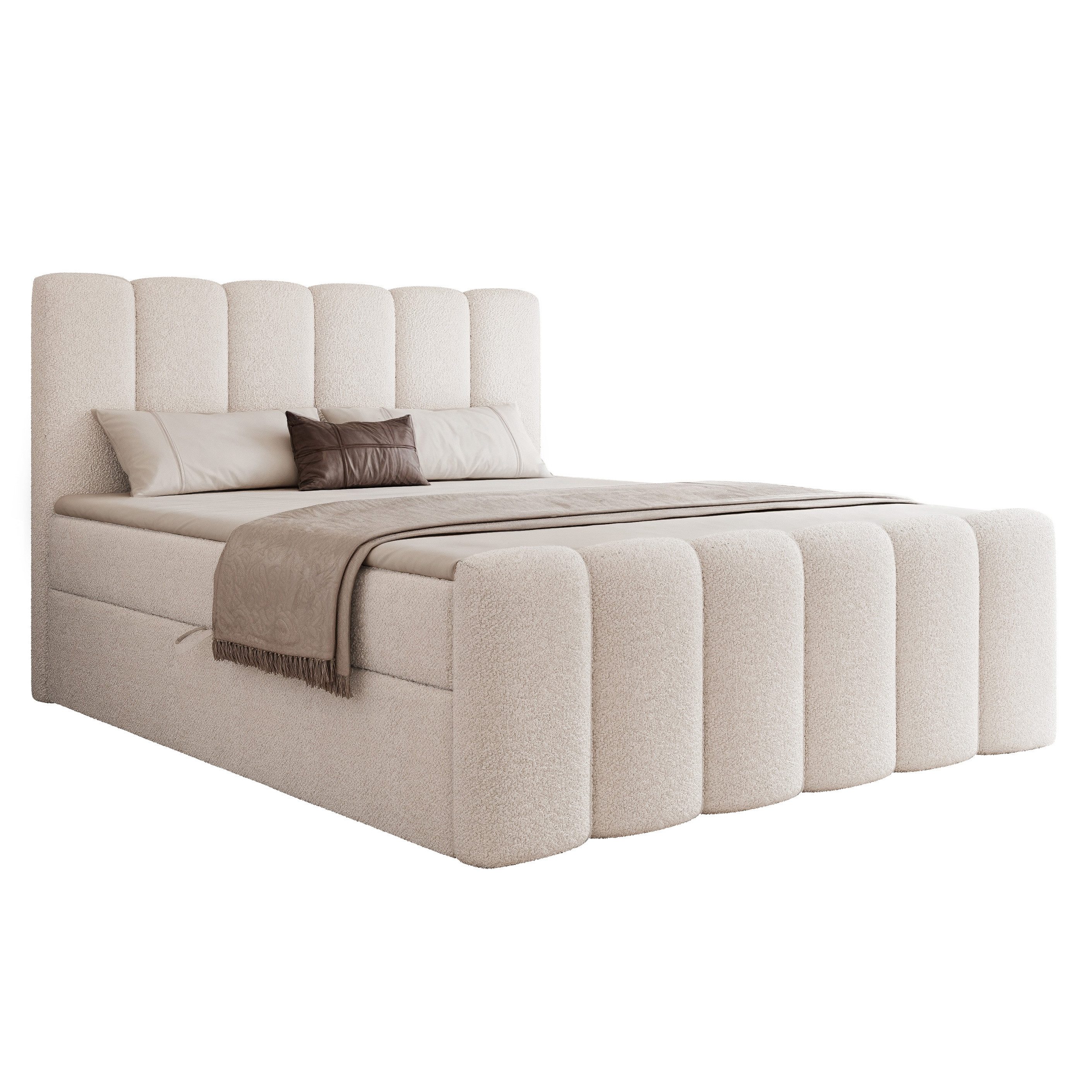 Goldstoff Boxspringbett Elegantes Bett "ETERNA" mit Stauraum & hohem Schlaf günstig online kaufen
