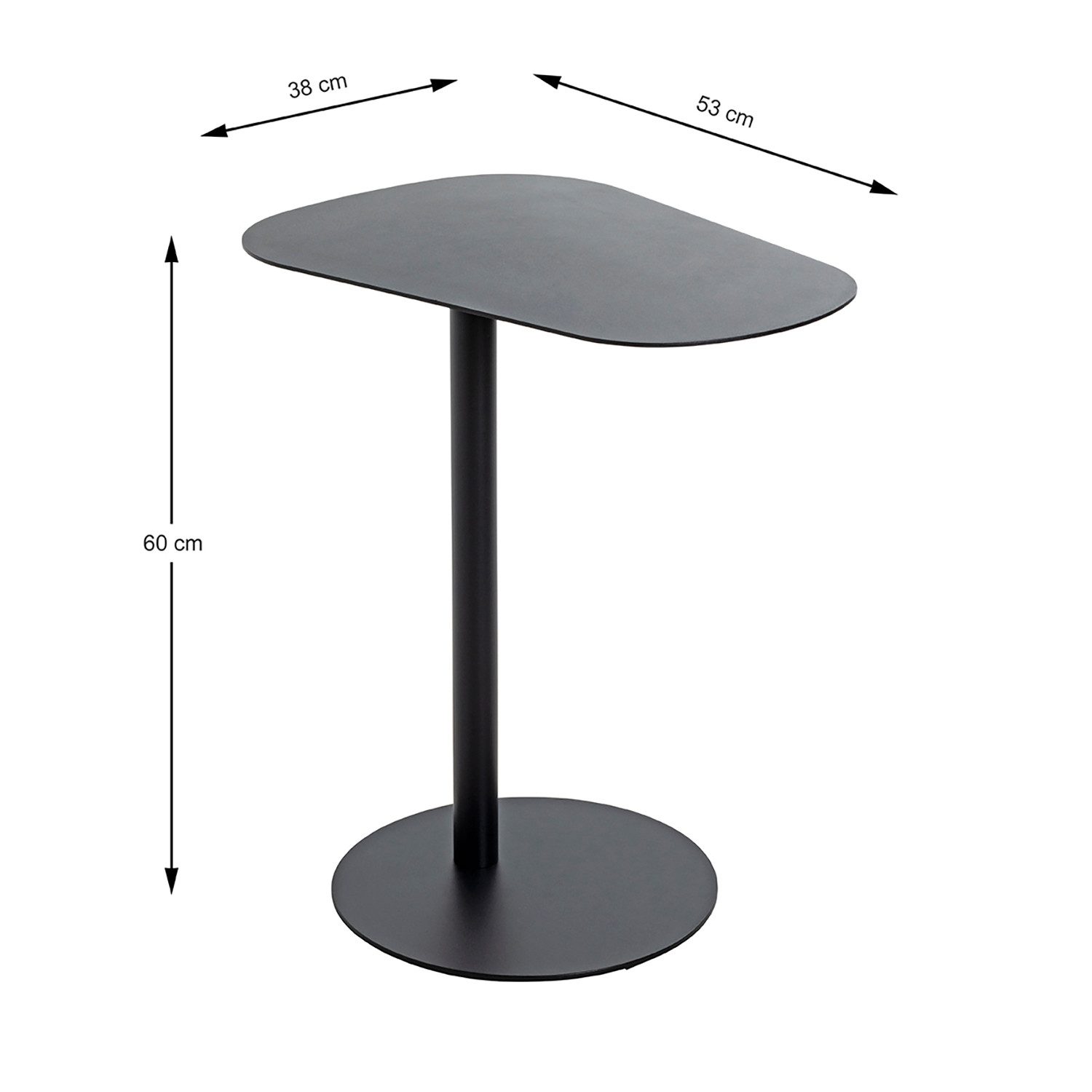 HAKU Beistelltisch Beistelltisch schwarz - Sofatisch Metall - B 53 x H 60 x T 38 cm (1xBeistelltisch, Dekotisch - kleiner Tisch), Beistelltisch aus Metall