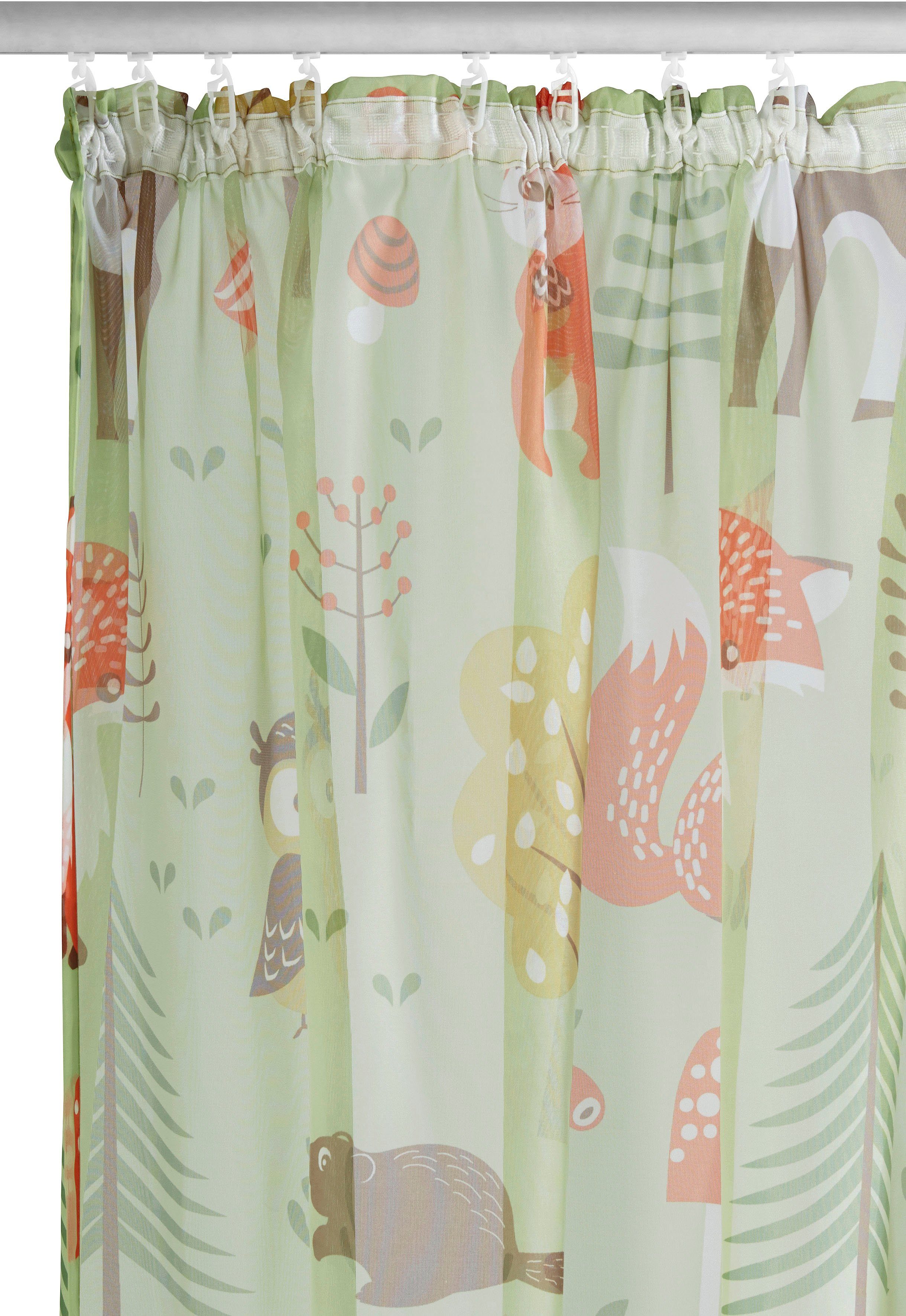 OTTO home Gardine Waldtiere (1 St), Kräuselband, transparent, Voile, Kindergardine, bedruckt, verschiedene Größen – Bild 5 von 5