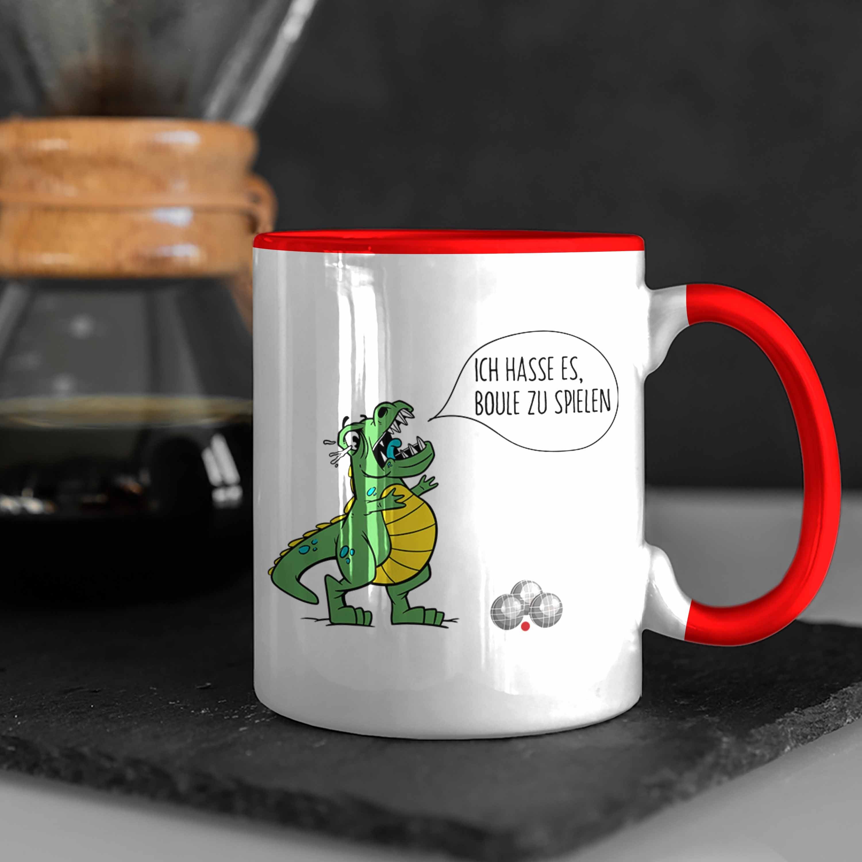 Boule-Spieler Trendation Dino Ich Tasse Rot Geschenkidee Boule Tasse Geschenk Spruch T-Rex