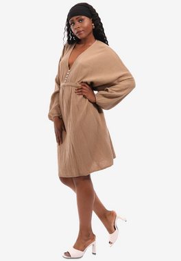 YC Fashion & Style Tunikakleid "Musselin Tunika-Kleid im XXL-Look mit langen Ärmeln" Basic, Boho, Casual, Langarm, in Unifarbe, aus reiner Baumwolle, bequem zu tragen