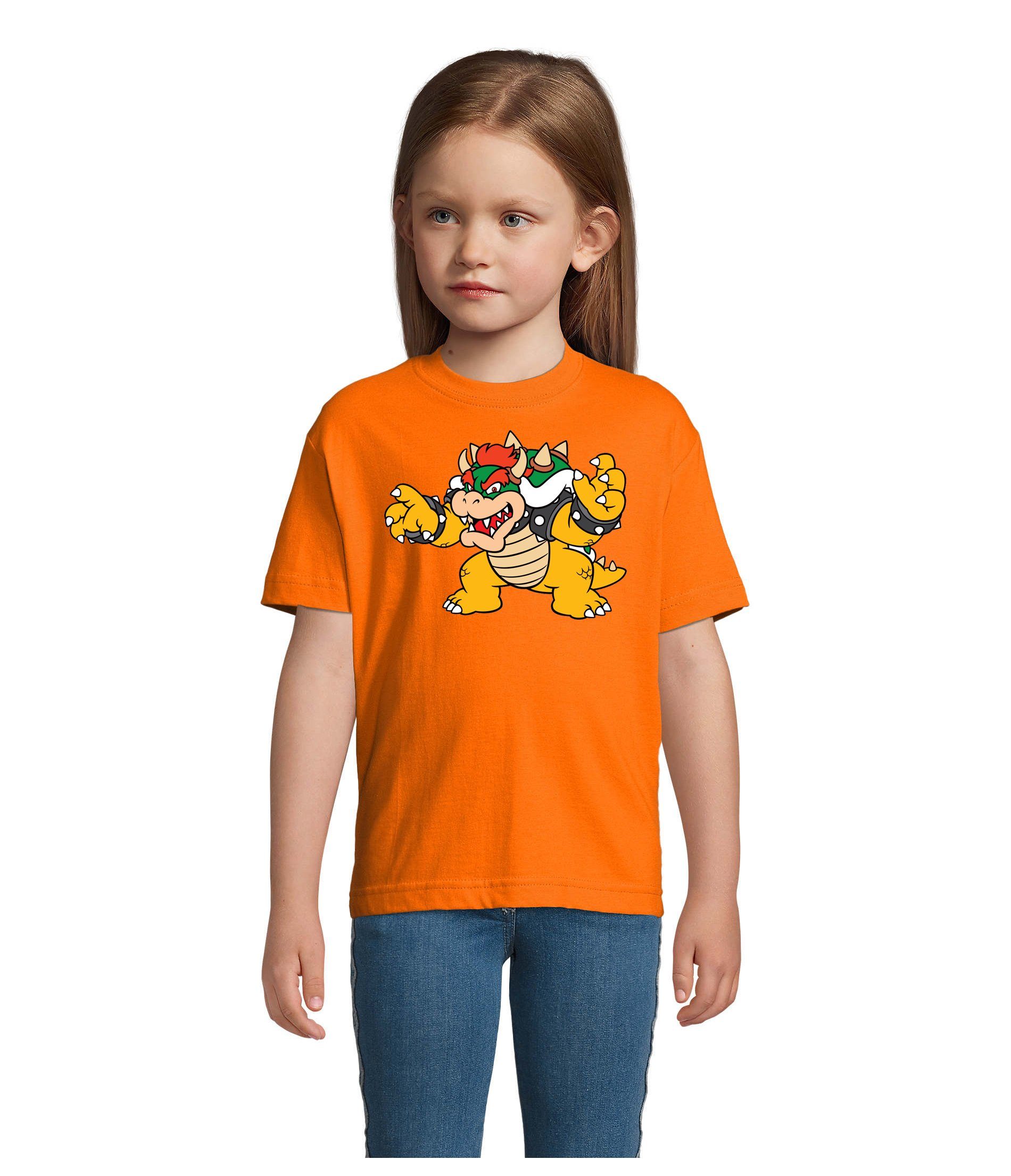 Gamer Nintendo Brownie Orange Game & Kinder Blondie Luigi Bowser Yoshi Konsole T-Shirt Mario