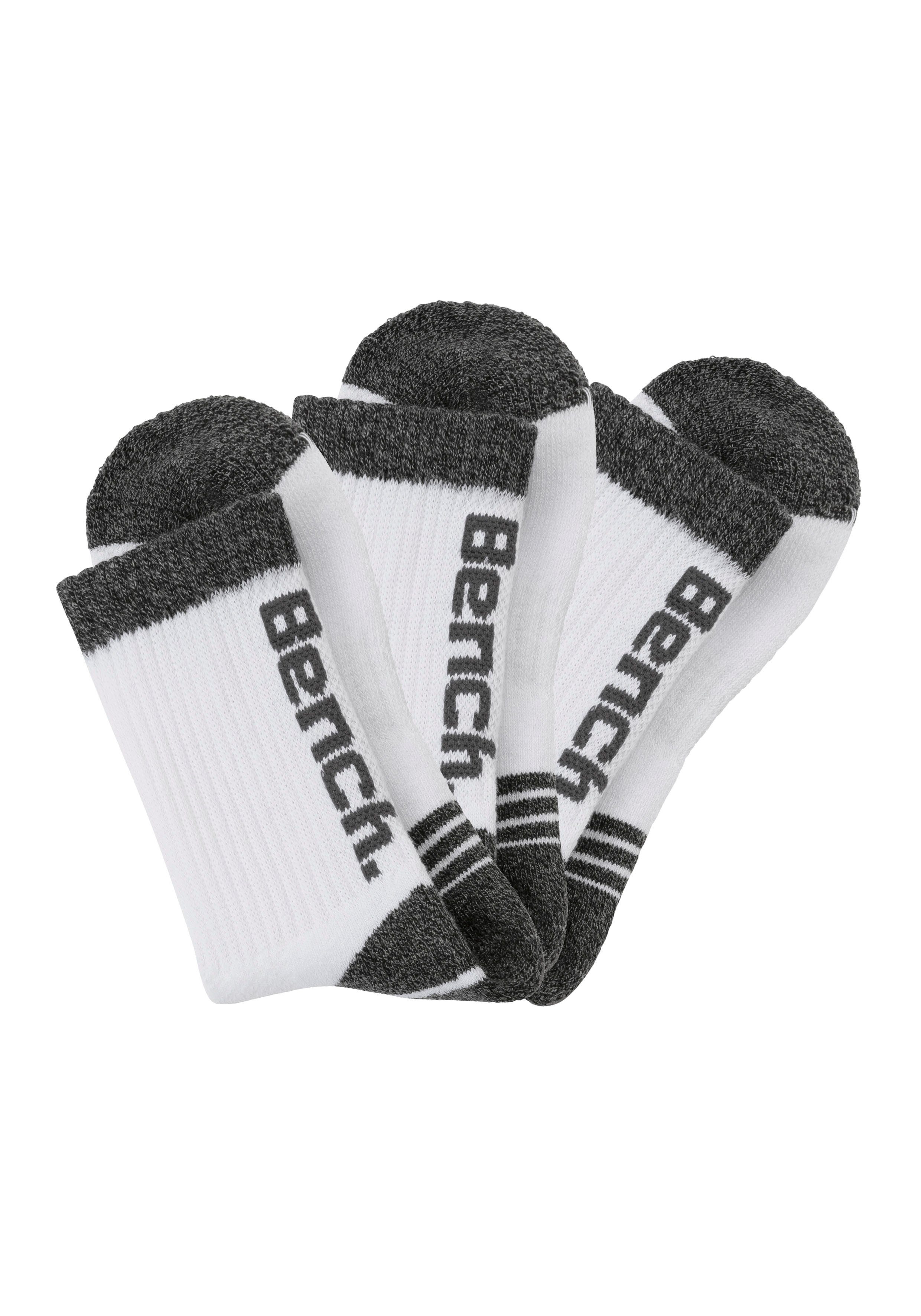 Pikeestruktur (3-Paar) und Tennissocken Bench. mit Mittelfußgummi 3x weiß