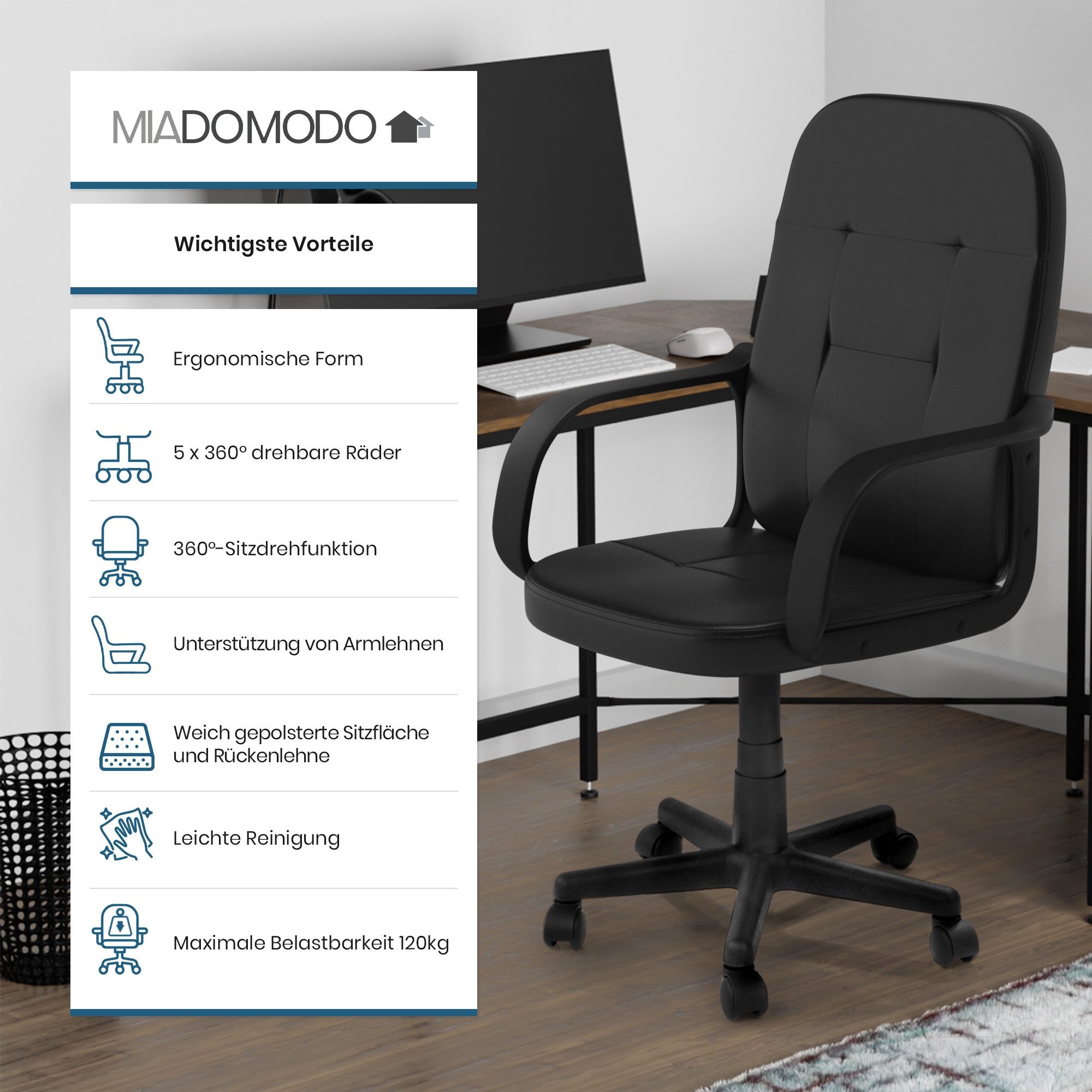 MIADOMODO Bürostuhl Drehstuhl Schreibtischstuhl Chefsessel Bürosessel günstig online kaufen