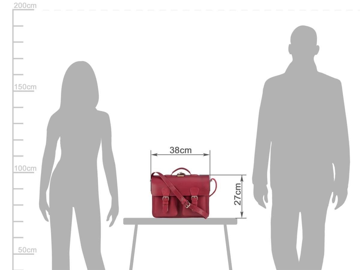 Ruitertassen Aktentasche Lehrertasche Damen Herren Leder 38x27cm 2 Fächer mit Rückengurten, 38 cm Lehrertasche mit 2 Fächern, auch als Rucksack zu tragen, Leder