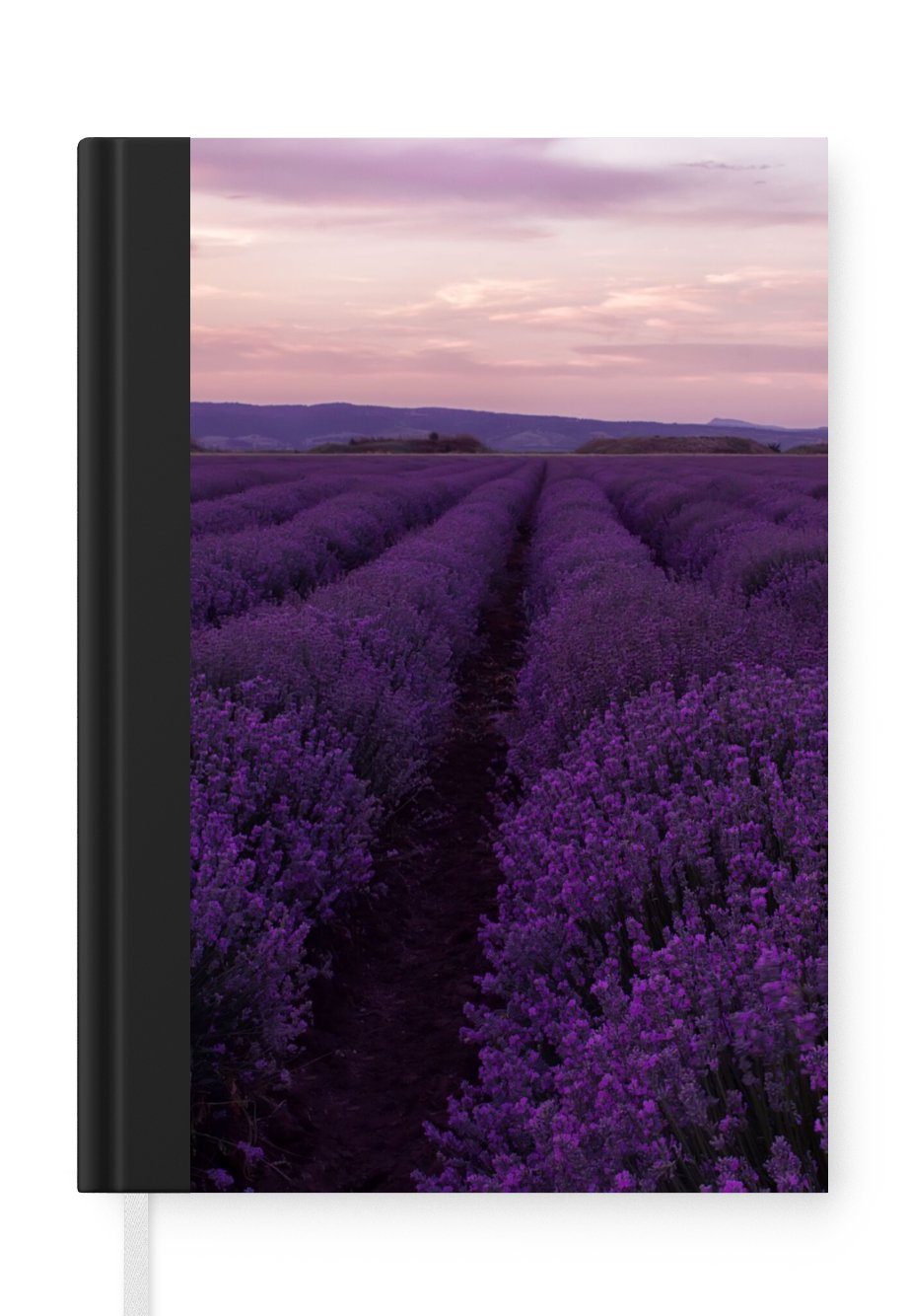 MuchoWow Notizbuch Lavendel - Lila - Blumen - Natur, Journal, Merkzettel, Tagebuch, Notizheft, A5, 98 Seiten, Haushaltsbuch