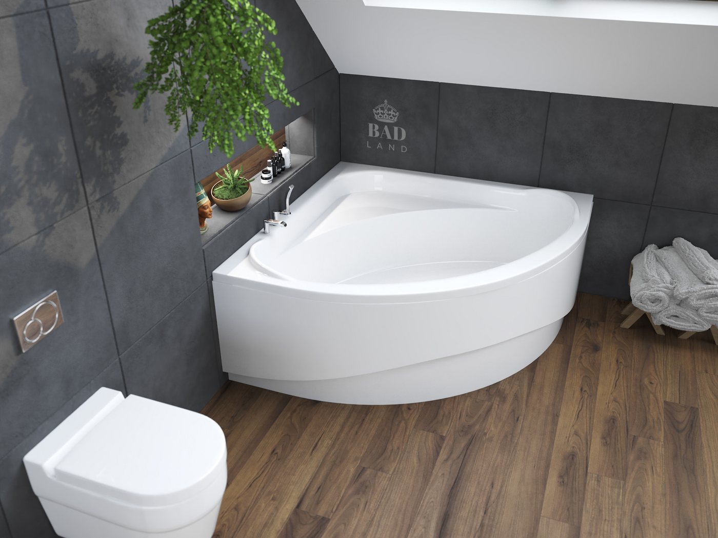 Thumbnail - KOLMAN Badewanne Eckbadewanne Standard 140x140, Ablaufgarnitur & Füße GRATIS