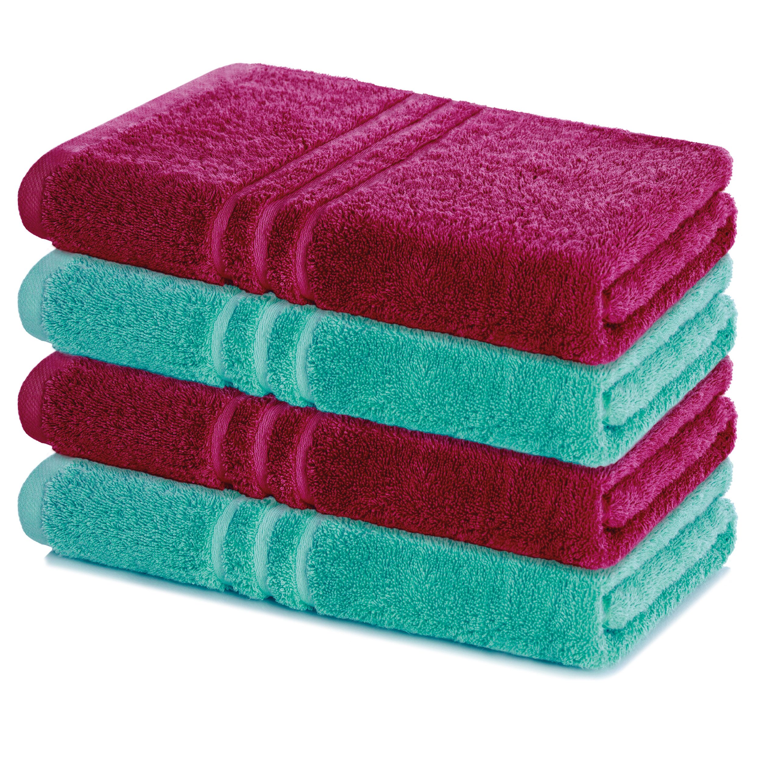 Lavea Duschtücher 4er Set Duschtuch 70 x 140 cm, Elena Frottee Handtücher, (Set, 4-St), 500 g/m² Frottier, weich & saugstark, pflegeleicht