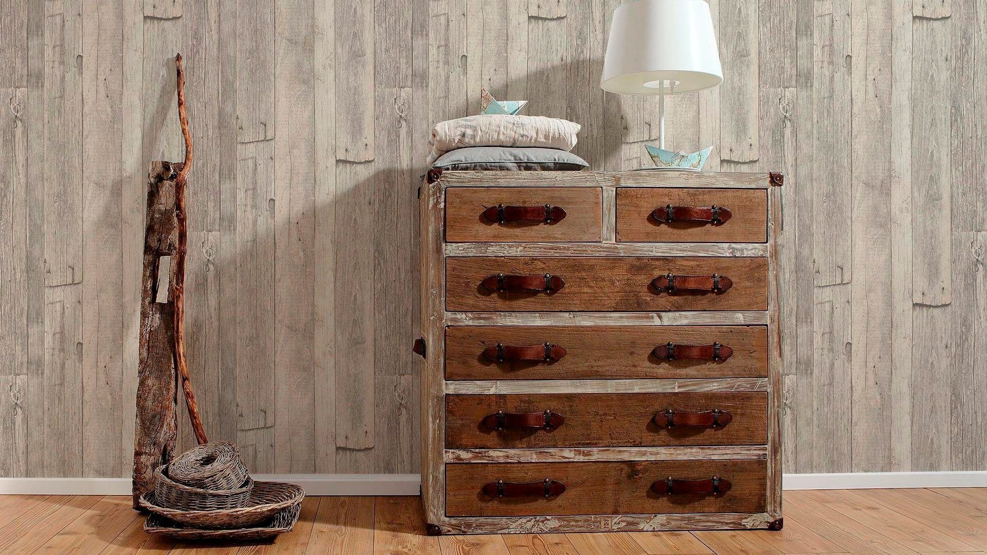 living walls Vliestapete Best of Wood`n Stone 2nd Edition, leicht strukturiert, gestreift, realistisch, Holz, Tapete Holzoptik matt leicht strukturiert Tapeten Wohnzimmer modern