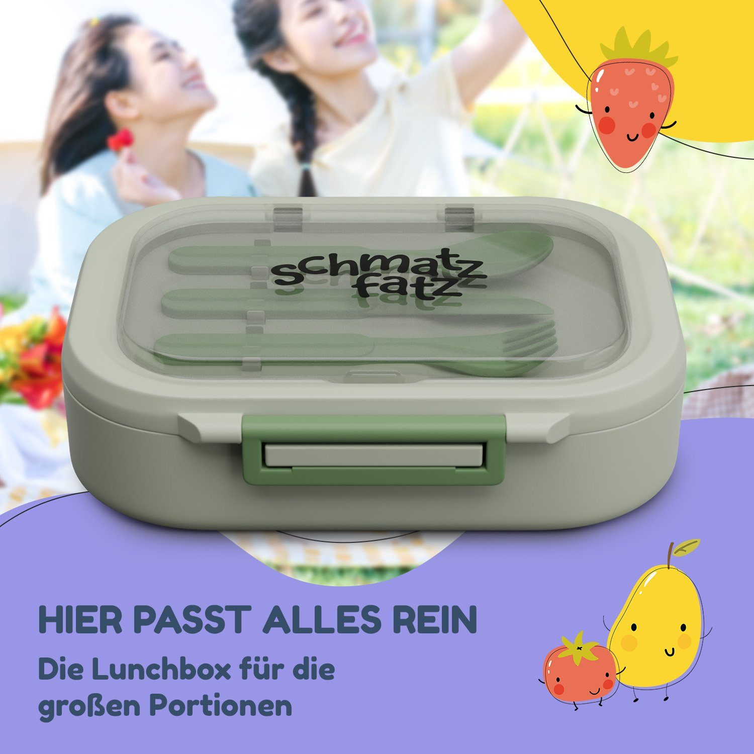 Bunko Tritan, (Packung) Lunchbox Frischhaltedose 3 Fächer, Klarstein