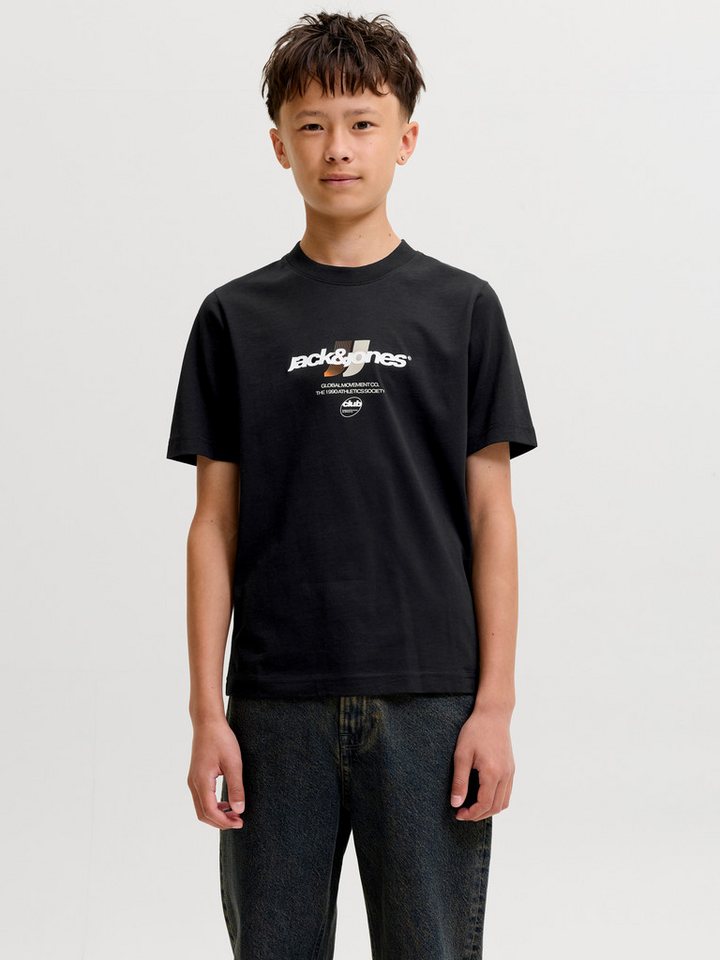 Jack & Jones Junior Rundhalsshirt JCOCLUB GRAPHIC FRONT PRINT TEE SS JNR Baumwolle, regular fit