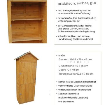 Melko Gerätehaus Geräteschuppen Geräteschrank Holz Braun Satteldach Gartenschrank, BxT: 79x49 cm, (Stück), Imprägniert