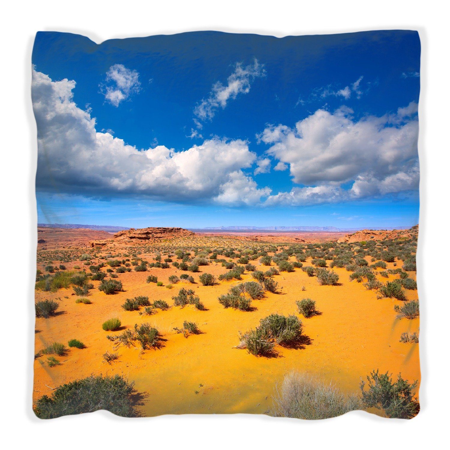 mit I, handgenäht Wüste blauer Wallario in Dekokissen Wolken Arizona - Himmel
