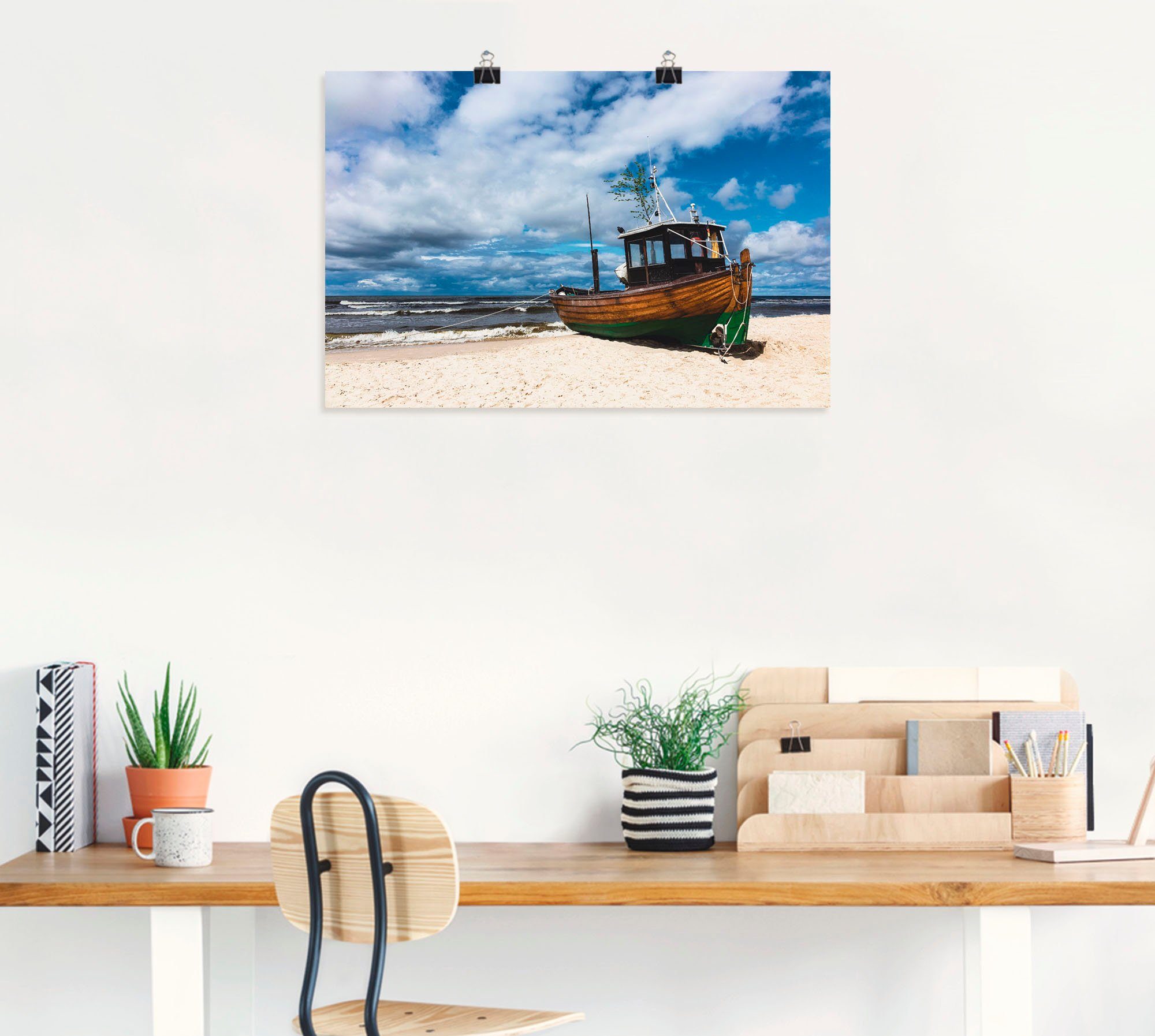 (1 Boote oder Insel Wandbild in & Ahlbeck als Artland Fischerboot Poster in versch. Alubild, St), Wandaufkleber Usedom, Leinwandbild, Größen Schiffe