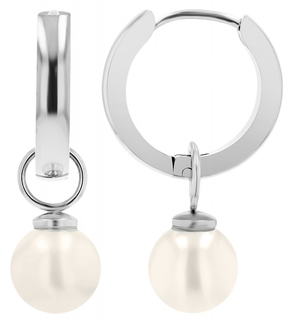 Adelia´s Paar Creolen Damen Creolen aus Edelstahl und Perle Ø 5 mm günstig online kaufen