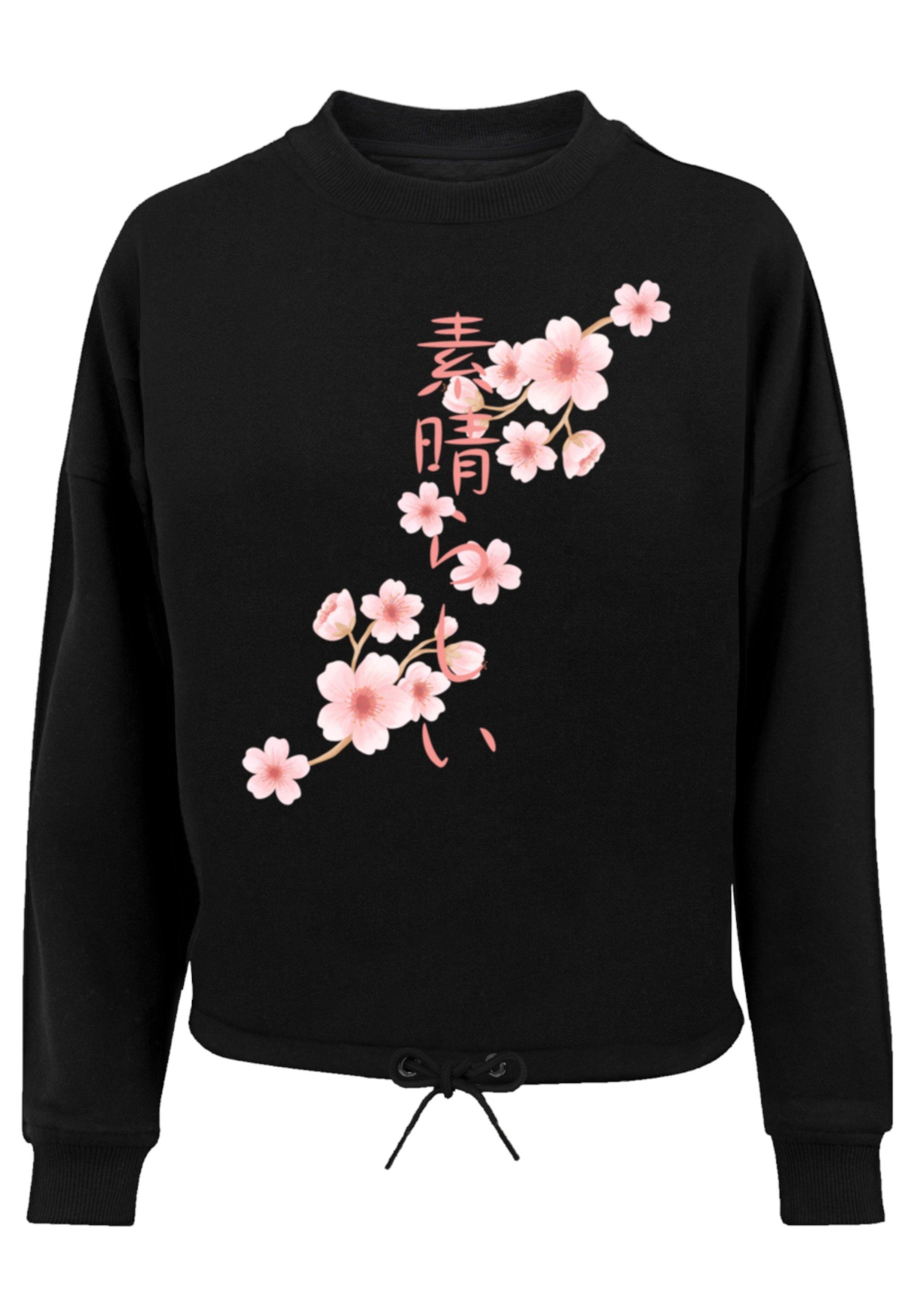 schwarz Asien F4NT4STIC Print Kirschblüten Sweatshirt