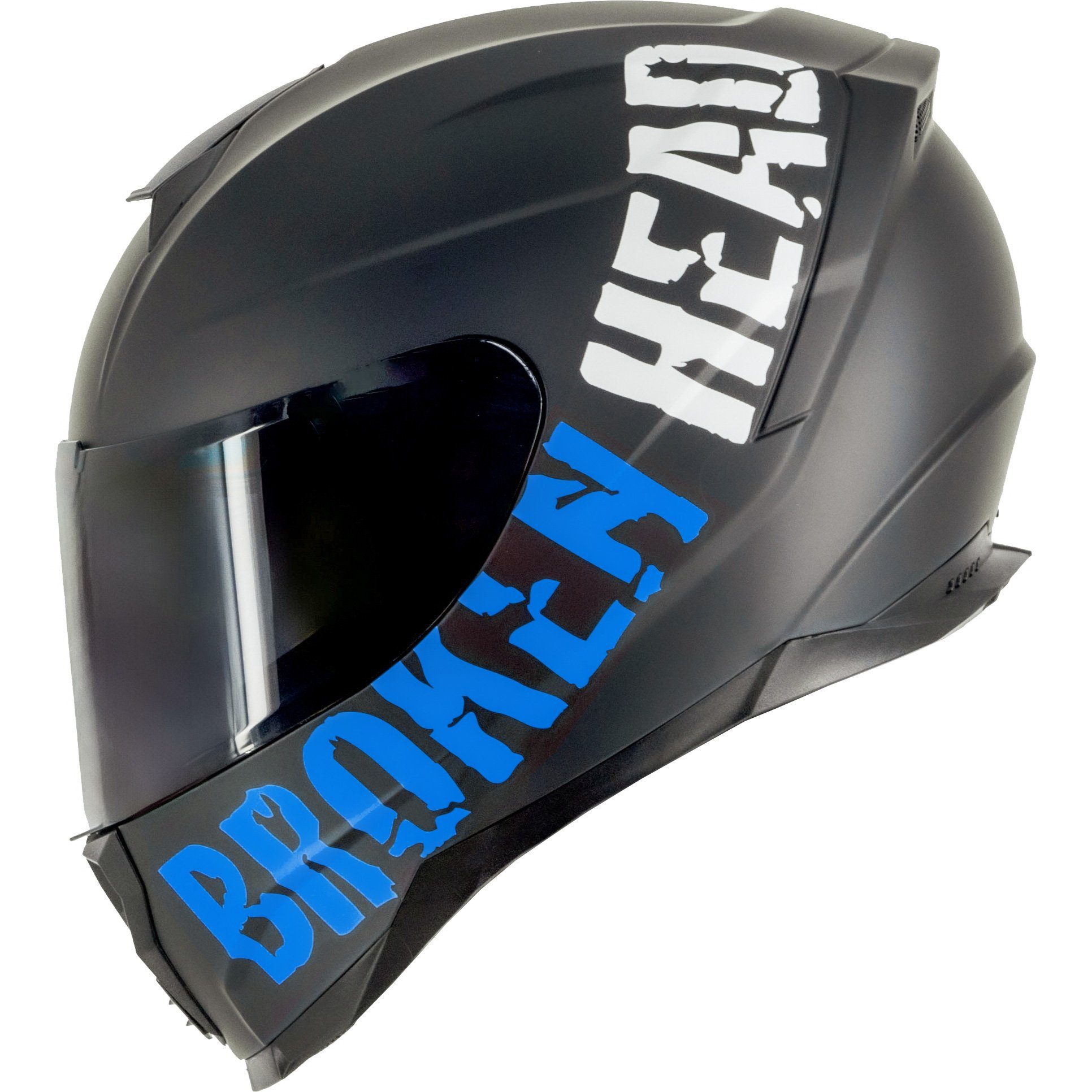 Broken Head Motorradhelm BeProud Sport Blau (Mit Schwarzem Visier), Hochwertiges Design