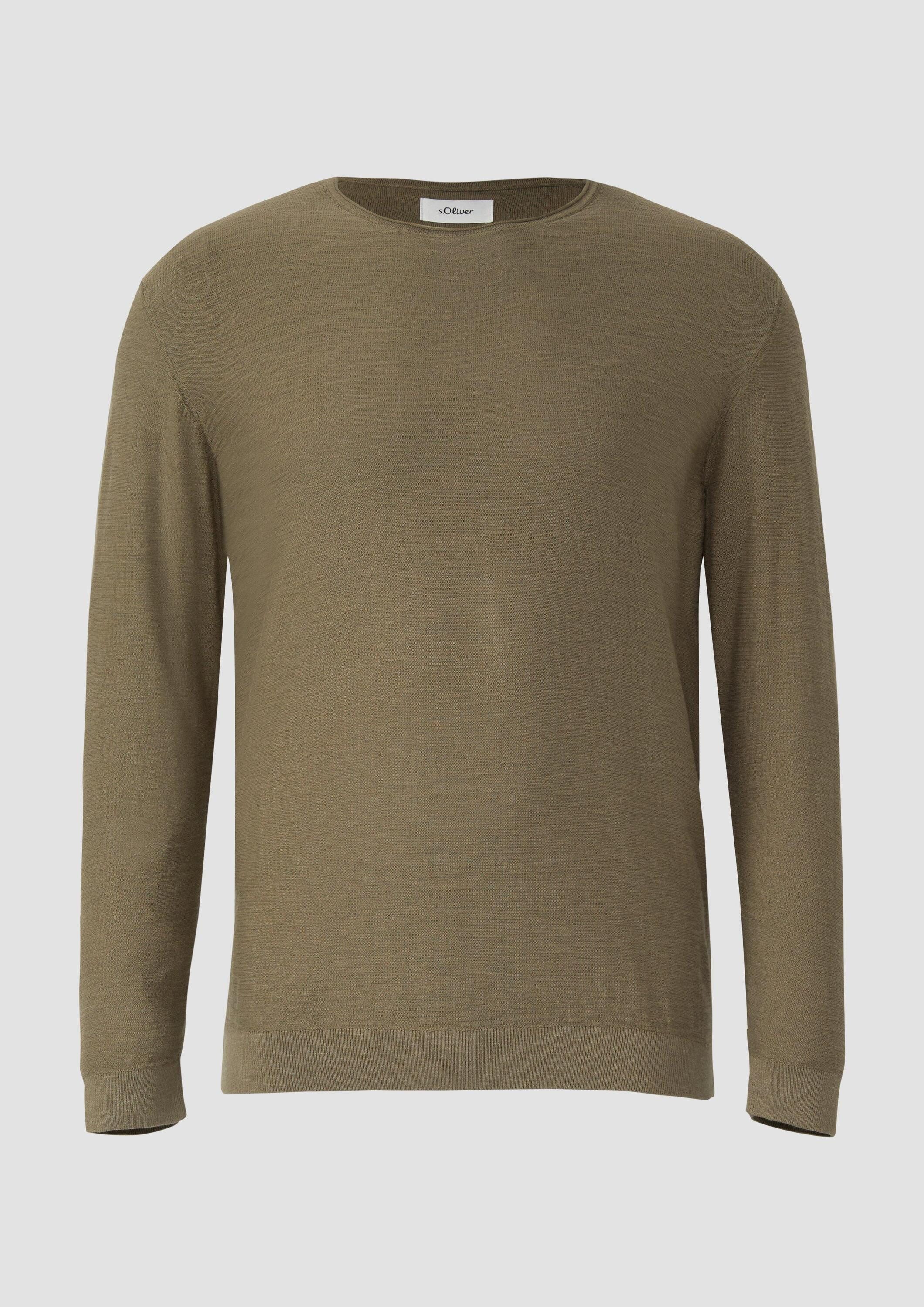 s.Oliver Longpullover Strickpullover Strickpullover mit Flammgarnstruktur und Rollkante