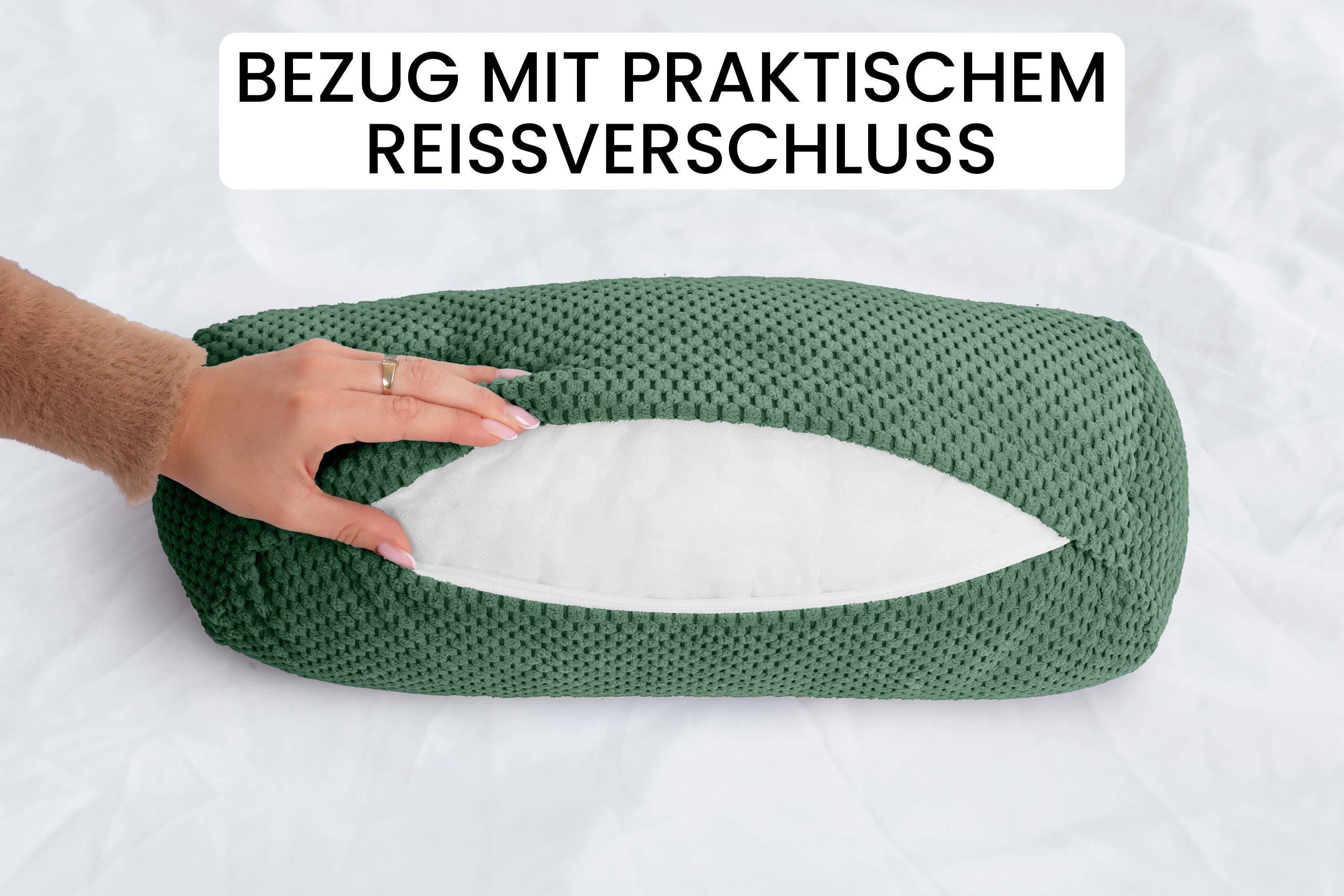 Amilian Nackenrolle 15x40 cm Nackenrollenbezug & Bettrolle - weiche Kissenrolle XXL, Kissen mit Bezug, Bettrolle mit abnehmbarem Bezug, abnehmbar, formstabil, waschbar 30°C