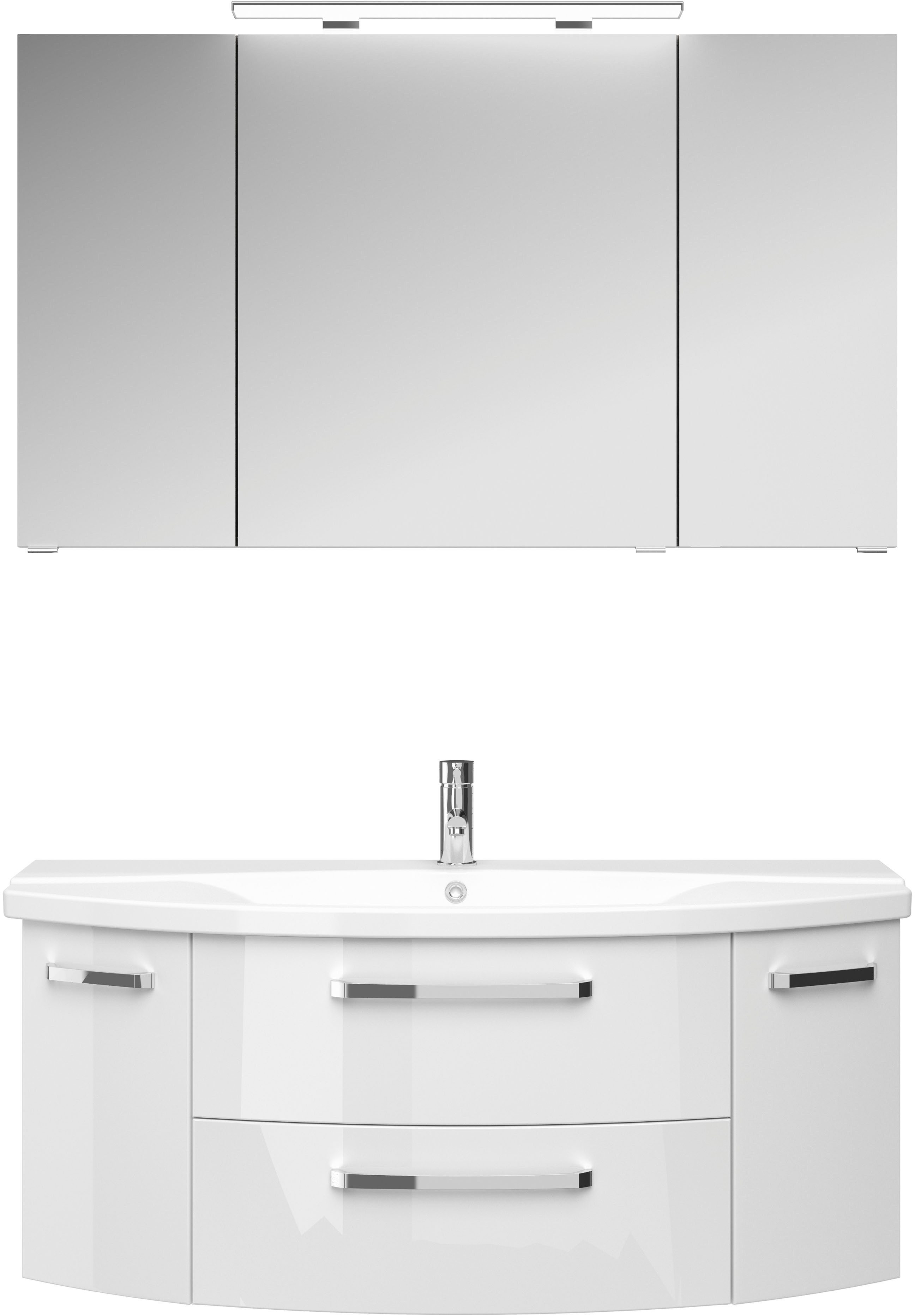Badmöbel-Set Serie 4010 2-teilig Keramik-Waschtisch mit LED-Spiegelschrank