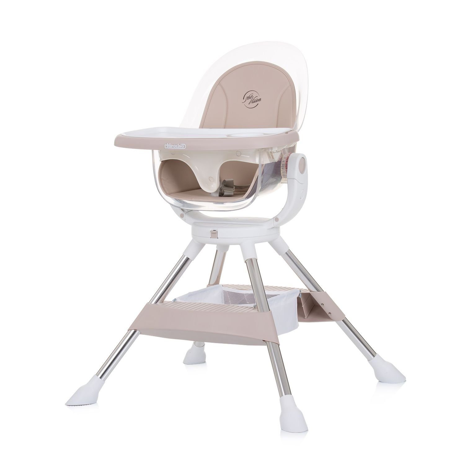 Sitz Vision, 360° verstellbar Chipolino beige drehbar, Kinderhochstuhl Rückenlehne Hochstuhl