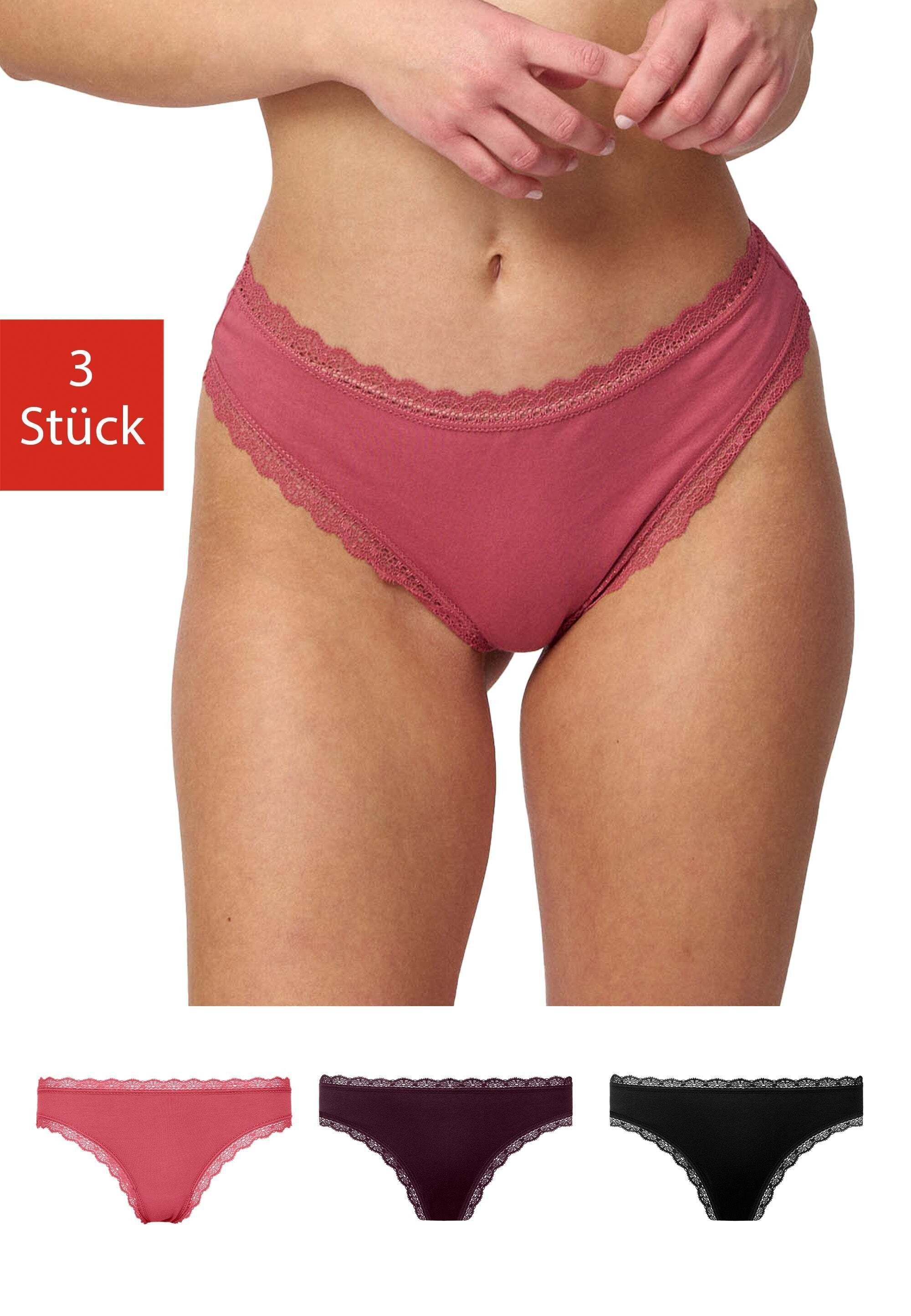 SNOCKS Tanga Unterwäsche Damen String Unterhosen Tanga (3-St) unsichtbar unter deiner Kleidung Mix (Mauve/Weinrot/Schwarz)