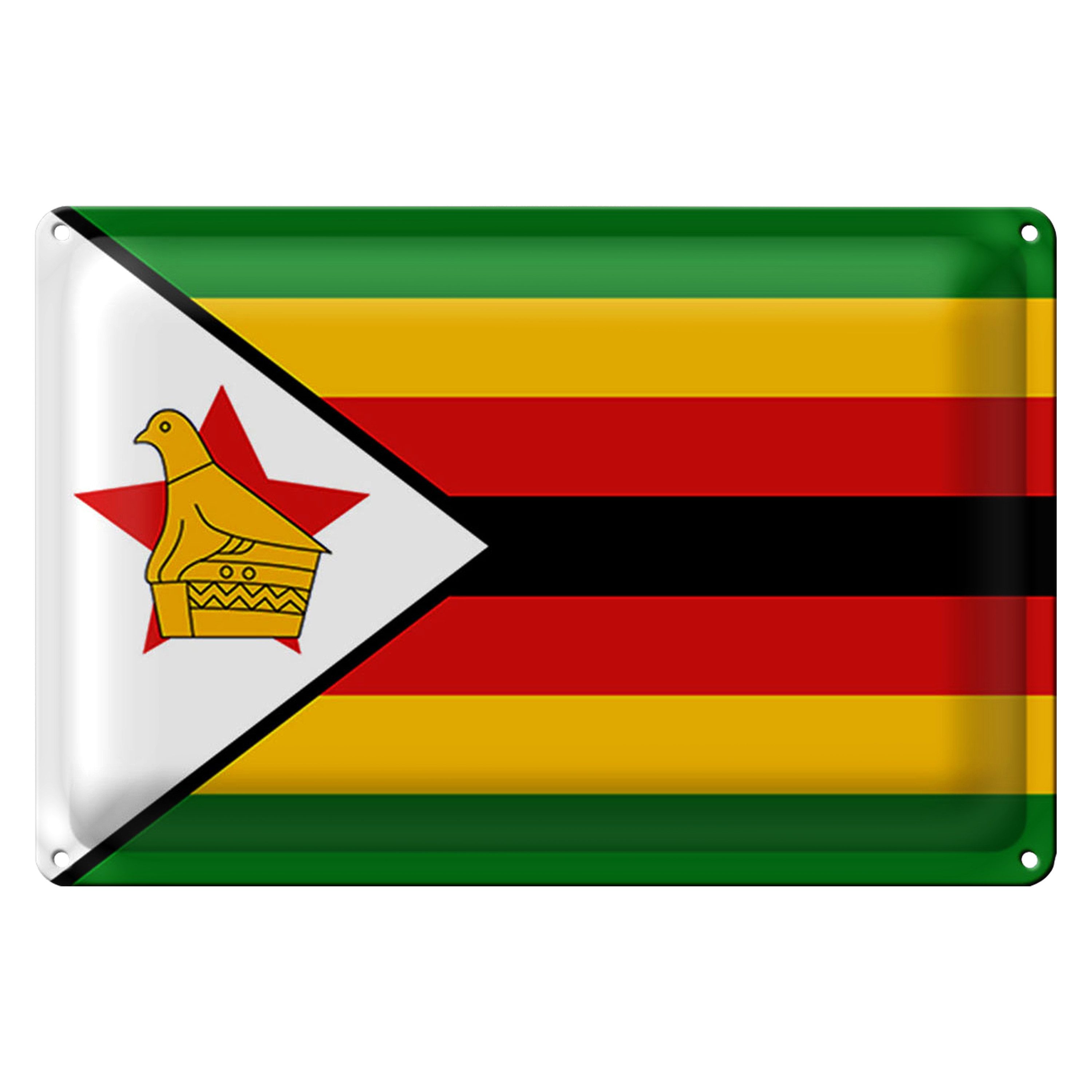 Roomando Metallschild Flagge Simbabwe 40x30cm Flag of Zimbabwe