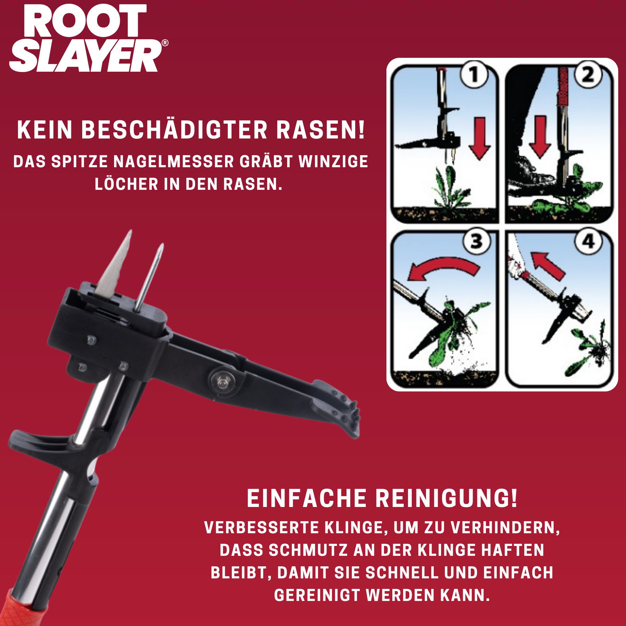 Root Slayer® Unkrautstecher Radius Garden Weeder, 100 cm Gesamtlänge, (1-tlg), Unkrautentferner mit Stiel