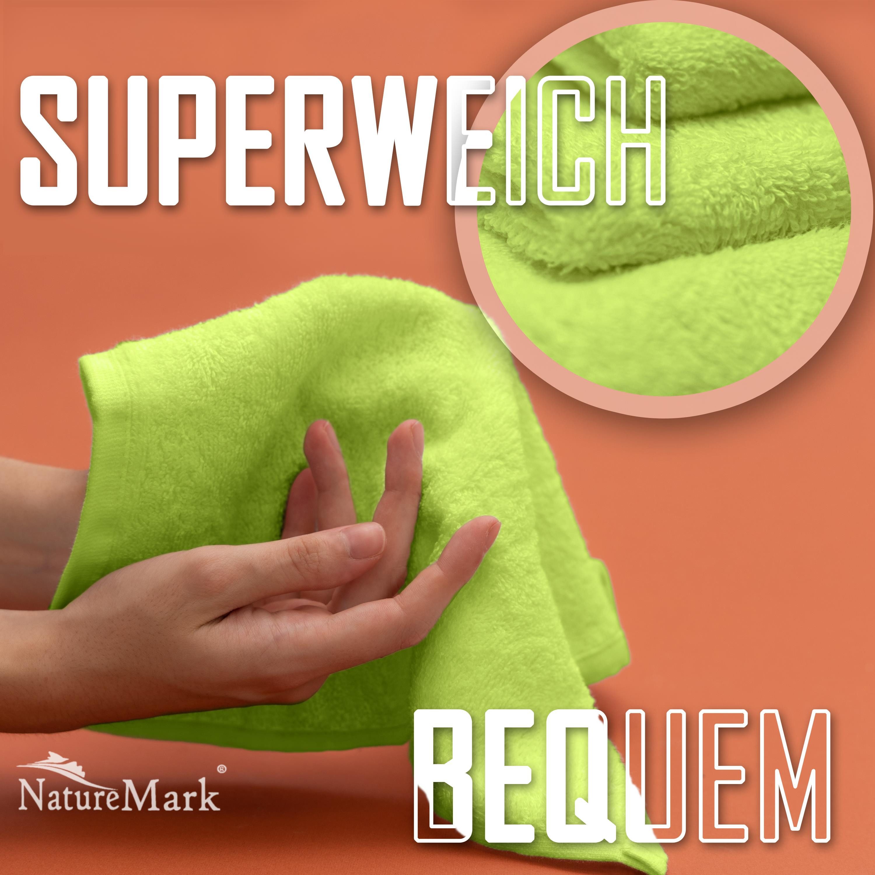NatureMark Seiftuch 10er-Set Seiftücher 30x30cm 100% Baumwolle, (10-St), Frottier Waschlappen Seiflappen 30 x 30 cm, Apfel grün – Bild 4 von 5