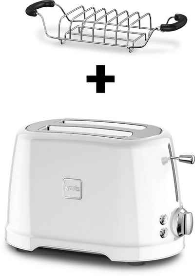 NOVIS Toaster T2 weiss SET, 2 kurze Schlitze, 900 W, mit Brötchenwärmer