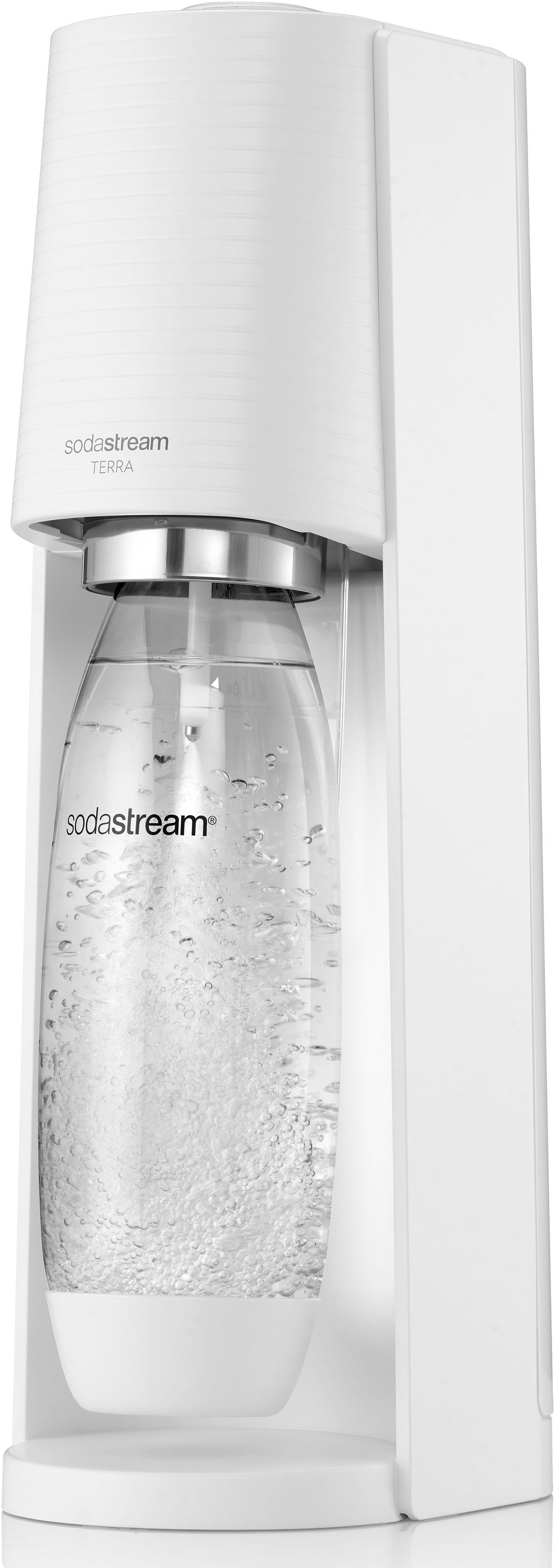 1x CQC, TERRA, spülmaschinenfeste CO2-Zylinder SodaStream 1x Kunststoff-Flasche 1L weiß inkl. Wassersprudler