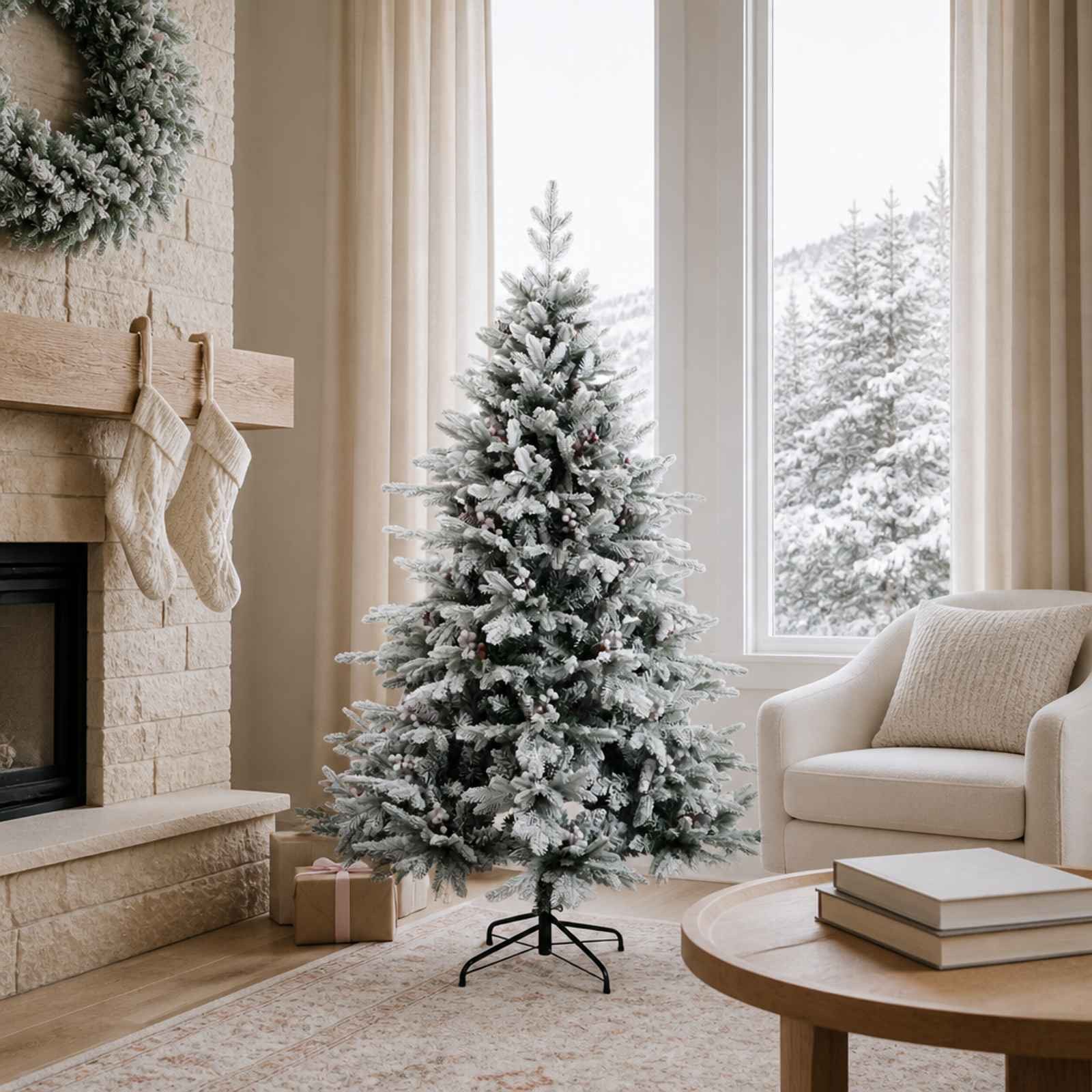 vidaXL Künstlicher Weihnachtsbaum 105 x 150 cm Künstlicher klappbarer Weihnachtsbaum 150 cm PVC und Meta