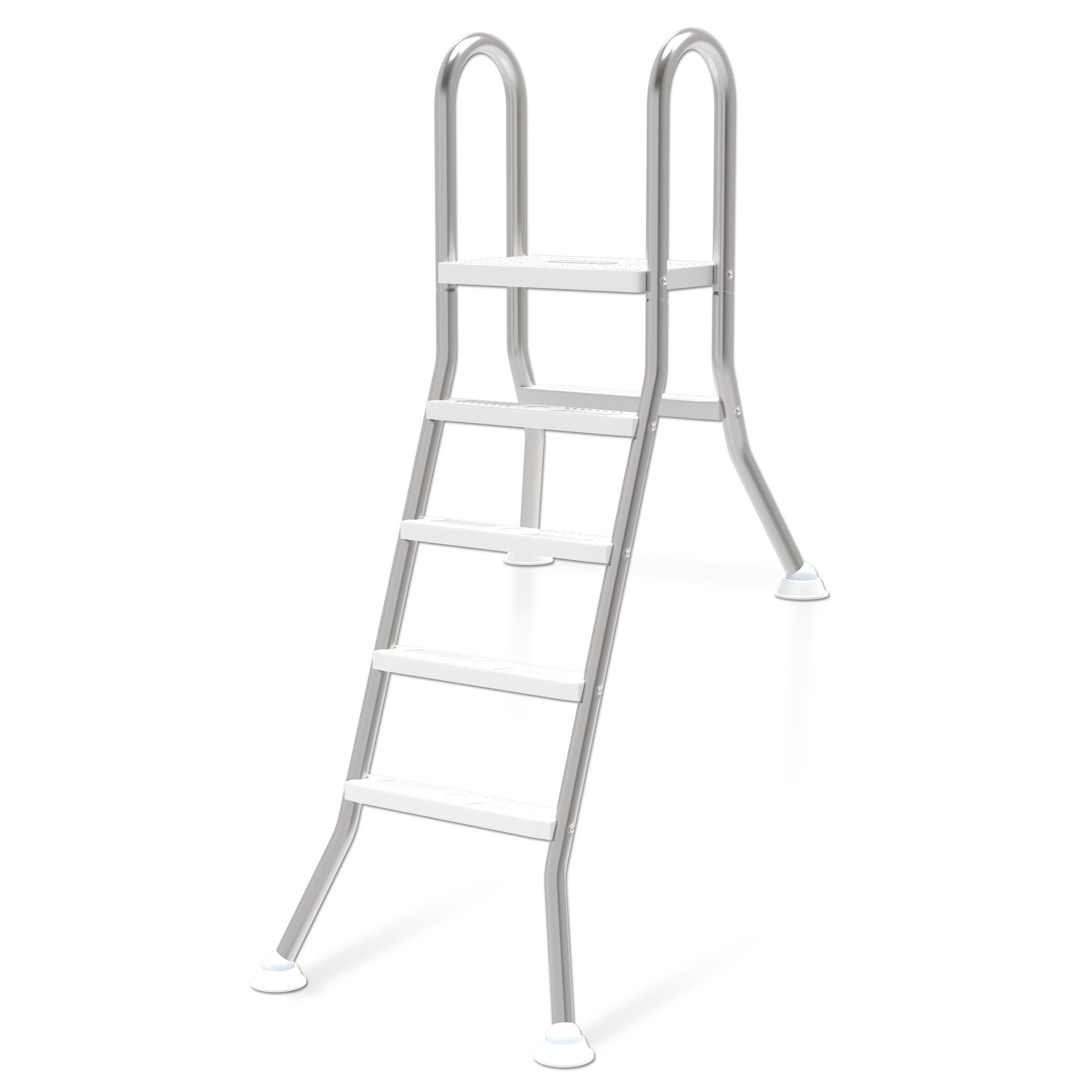 FIVMEN Poolleiter Edelstahl 304 Schwimmbadleiter mit Rutschfest Kunststofftrit, Doppelseitige Pool-Leiter, Pool Einstiegssystem Leiter max. 150 kg