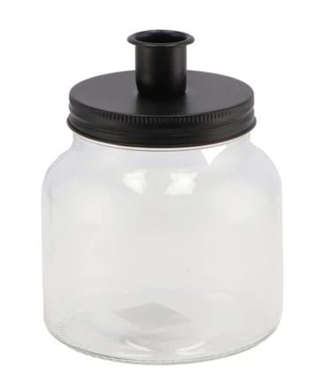 Annimuck Kerzenhalter Kerzenhalter Glas 11 x 11 cm klar / schwarz Drehverschluss (1 St)