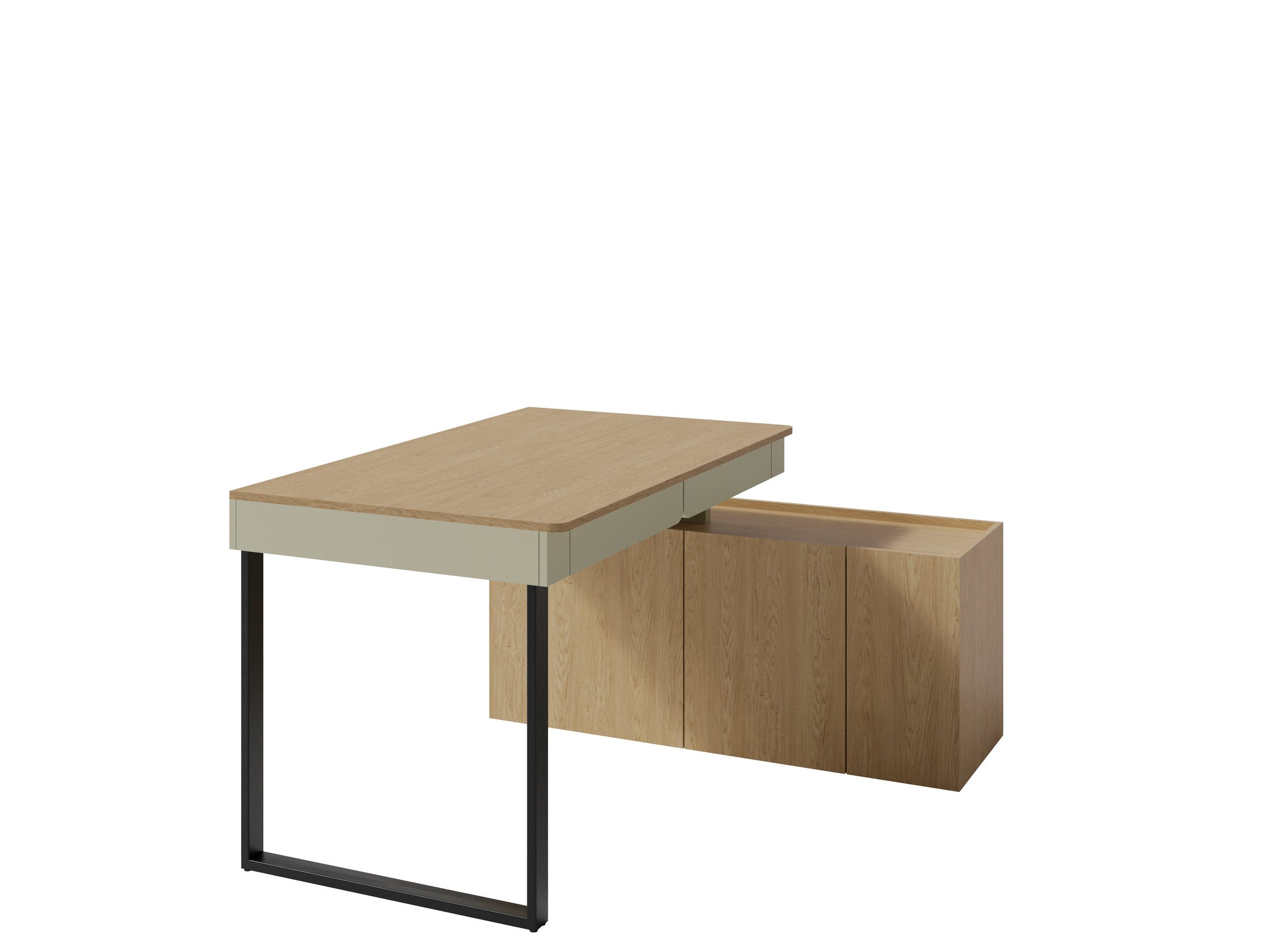 Masseno Schreibtisch MURO 131 x 74,5 cm mit 2 Schubladen und 3 Türen Grün