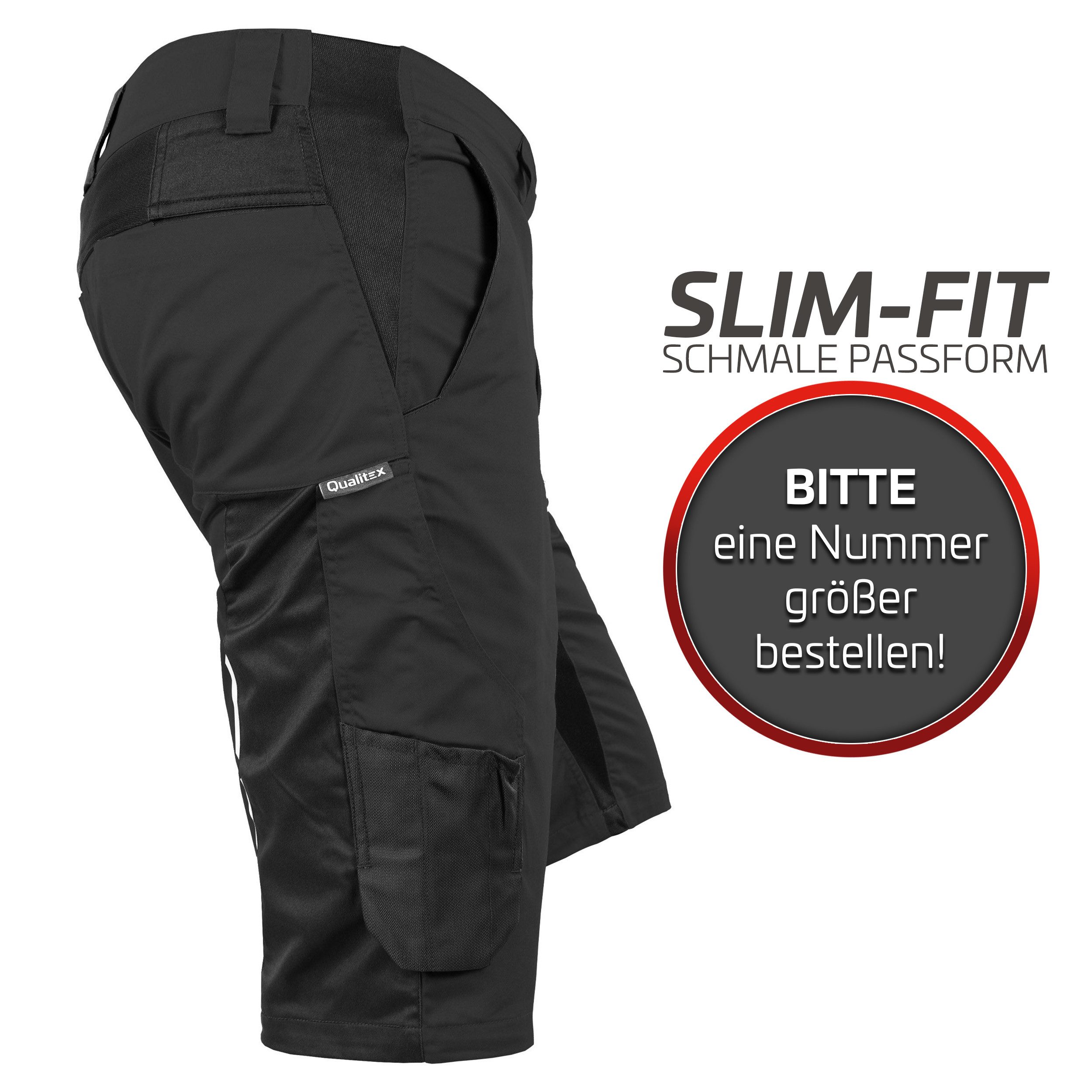 Qualitex Workwear Arbeitsshorts kurze Herren-Arbeitshose, slim-fit Shorts-Herren, Stretch-Hose (1-tlg) xtra Strapazierfähig - Robust - Farbstabil - kratzfrei & metallfrei