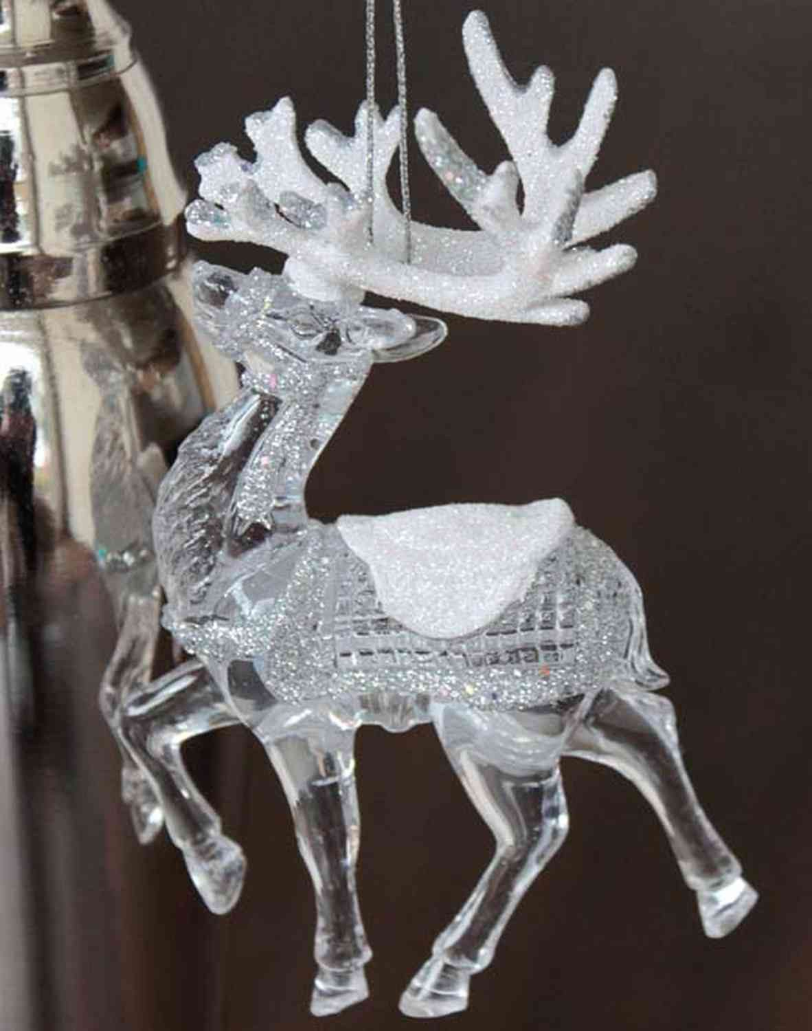 INNA-Glas Christbaumschmuck Acryl Hänger Hirsch MATTHIS, Glitzer, transparent-Silbe