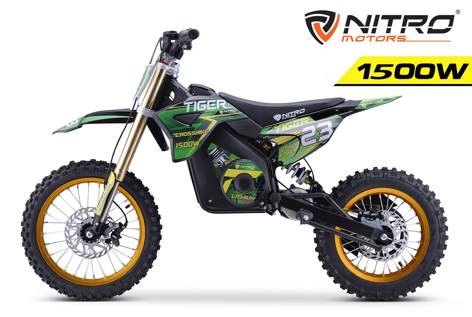 Nitro Motors Dirt-Bike »Elektro 1500W Eco midi Kinder Dirtbike Tiger 14"  Pitbike Crossbike«, 1 Gang, Automatikschaltung
