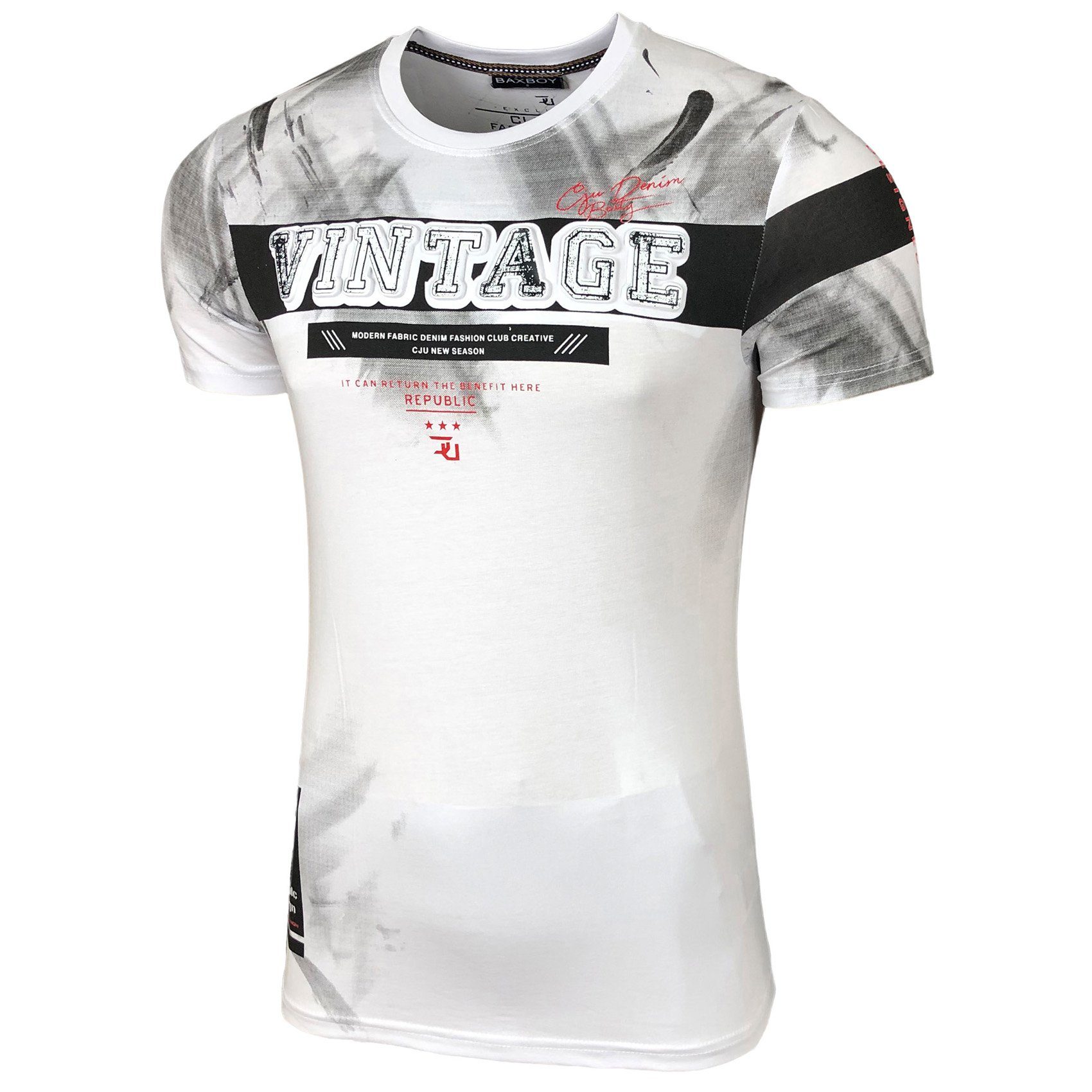 T-Shirt Baxboy T-Shirt in modernem Stil Vintage Design 2310
