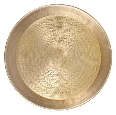 Tablett CARISTAS, Goldgelb, Ø 36 cm, auffälliges Muster, Metall