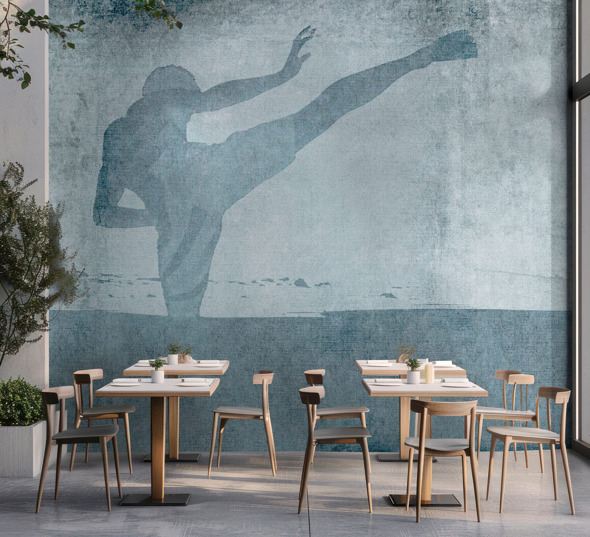 living walls Fototapete Walls by Patel 5 Fototapete Fußballspieler im Urban-Look, glatt, abstrakt, (4 St), Fußballspieler im Urban-Look auf 200 g/m² Premium-Vlies