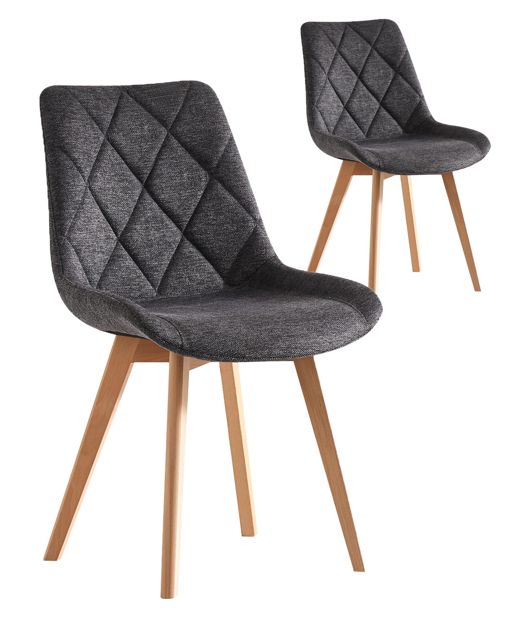 B&D home 4-Fußstuhl TANIA (Set, 2 St), gepolstert, Stuhlbeine aus Metall oder Massivholz wählbar
