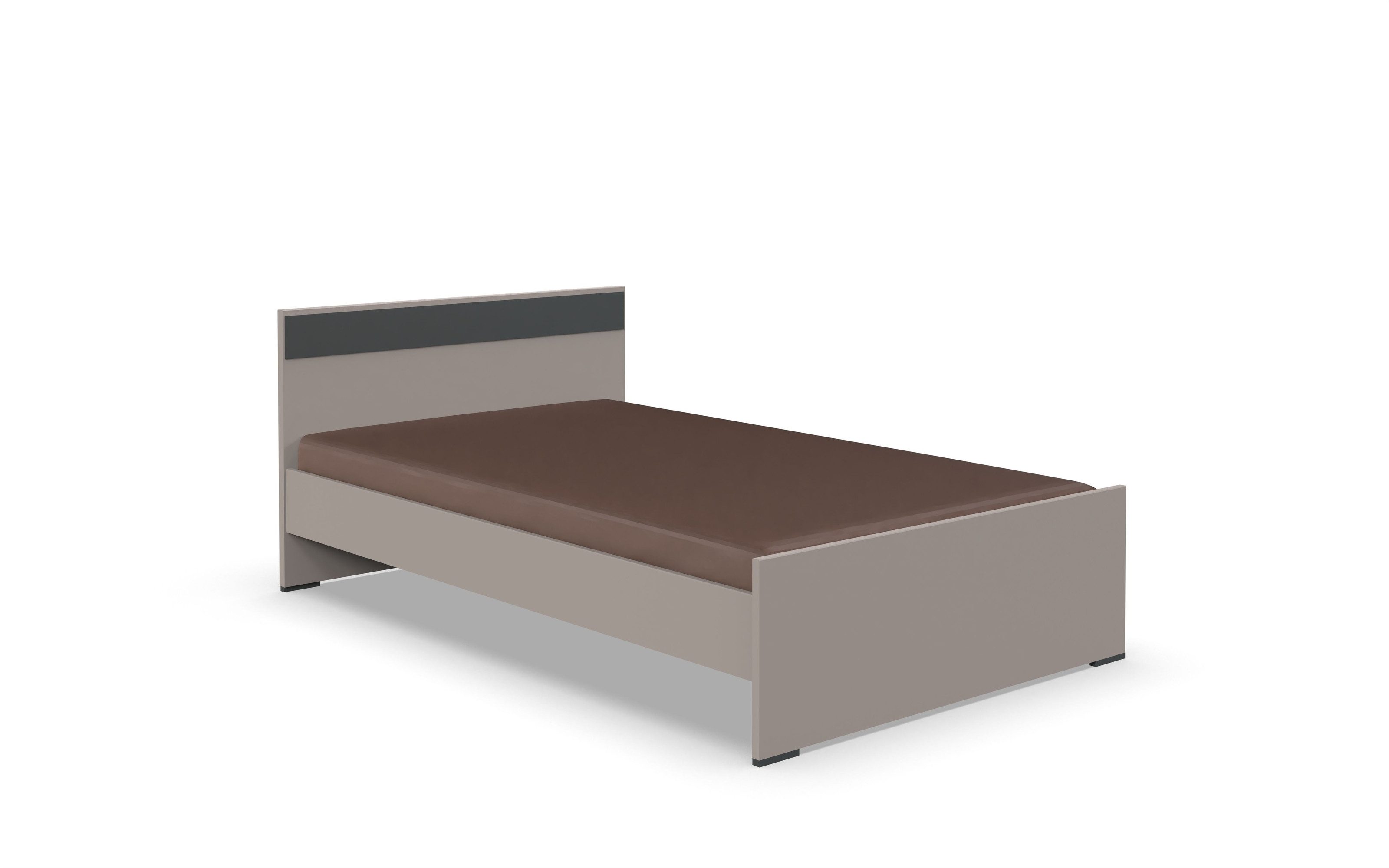 freiraum Bett BAHAMAS, in GRAFIT + SAHARAGRAU - 126x80x210cm (BxHxT)