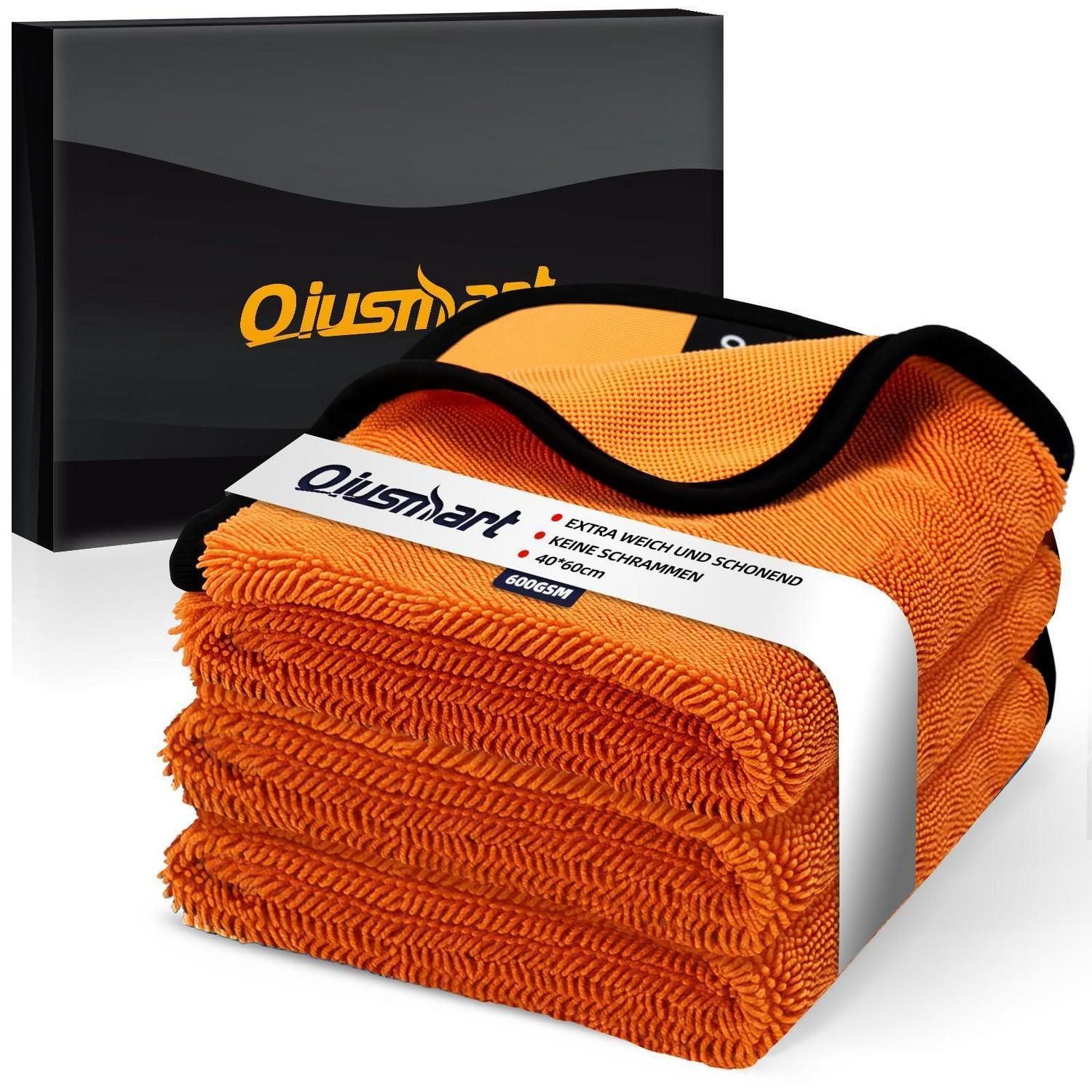 Mikrofasertücher Trockentuch 3er Set Auto Poliertuch Orange Mikrofasertuch