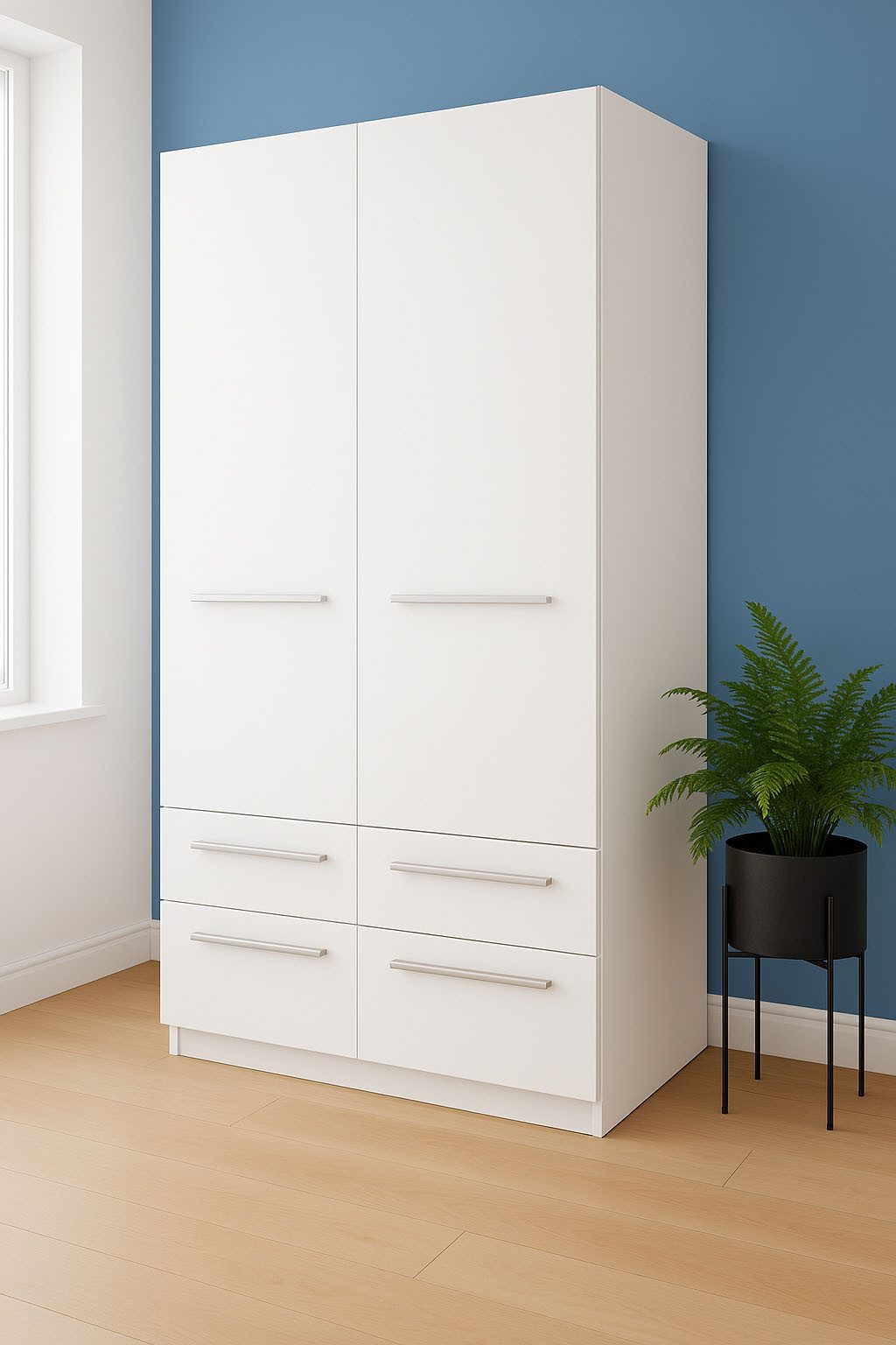 priess Kleiderschrank Schrank Garderobe Wäscheschrank Barcelona in 5 Breiten viel Stauraum, geräumige Schubkästen, mit Spiegel, MADE IN GERMANY