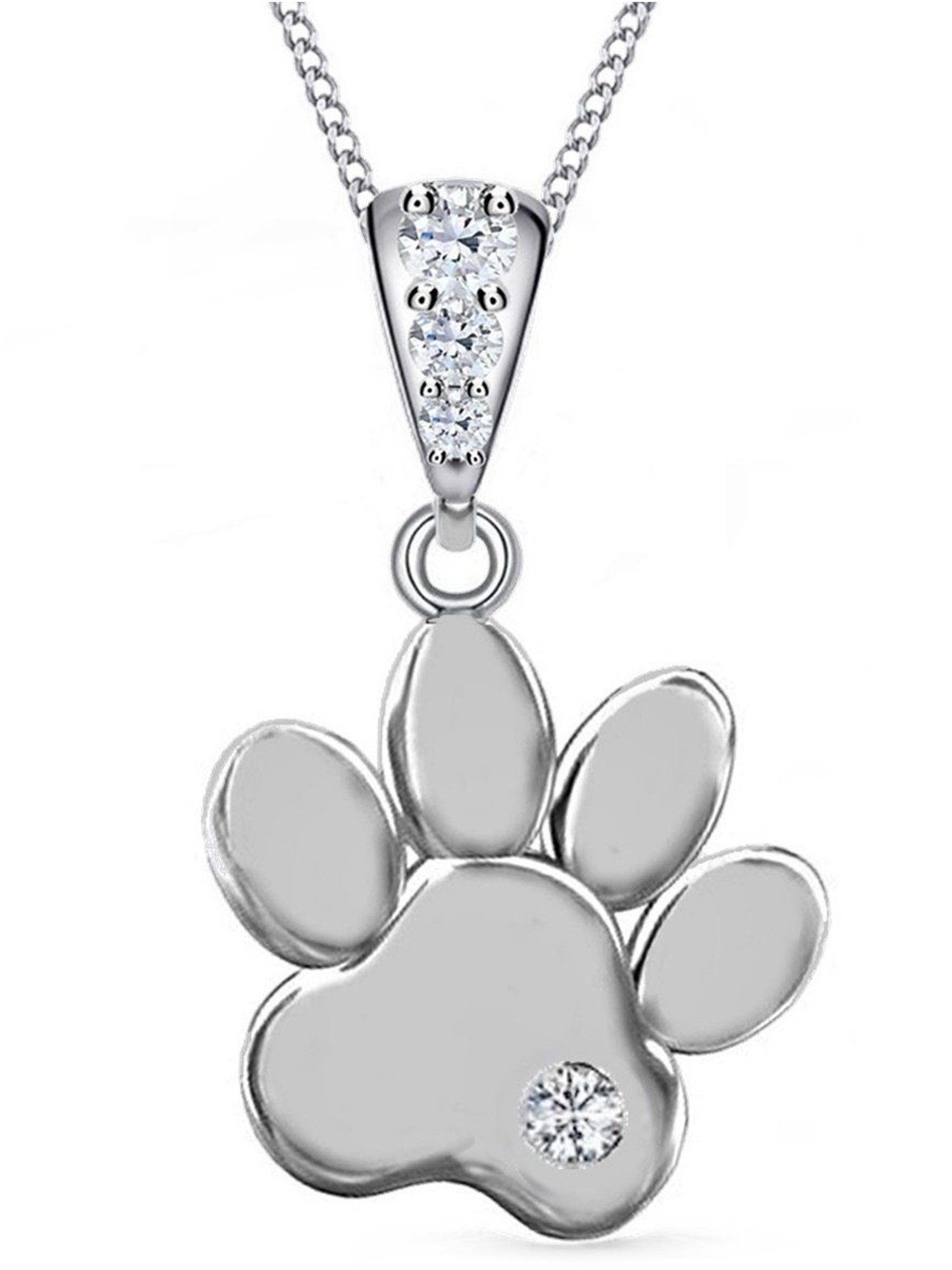 Goldene Hufeisen Kette mit Anhänger Tierpfote Pfötchen Anhänger mit Kette aus 925 Sterling Silber (2-tlg, inkl. Etui), Rhodiniert