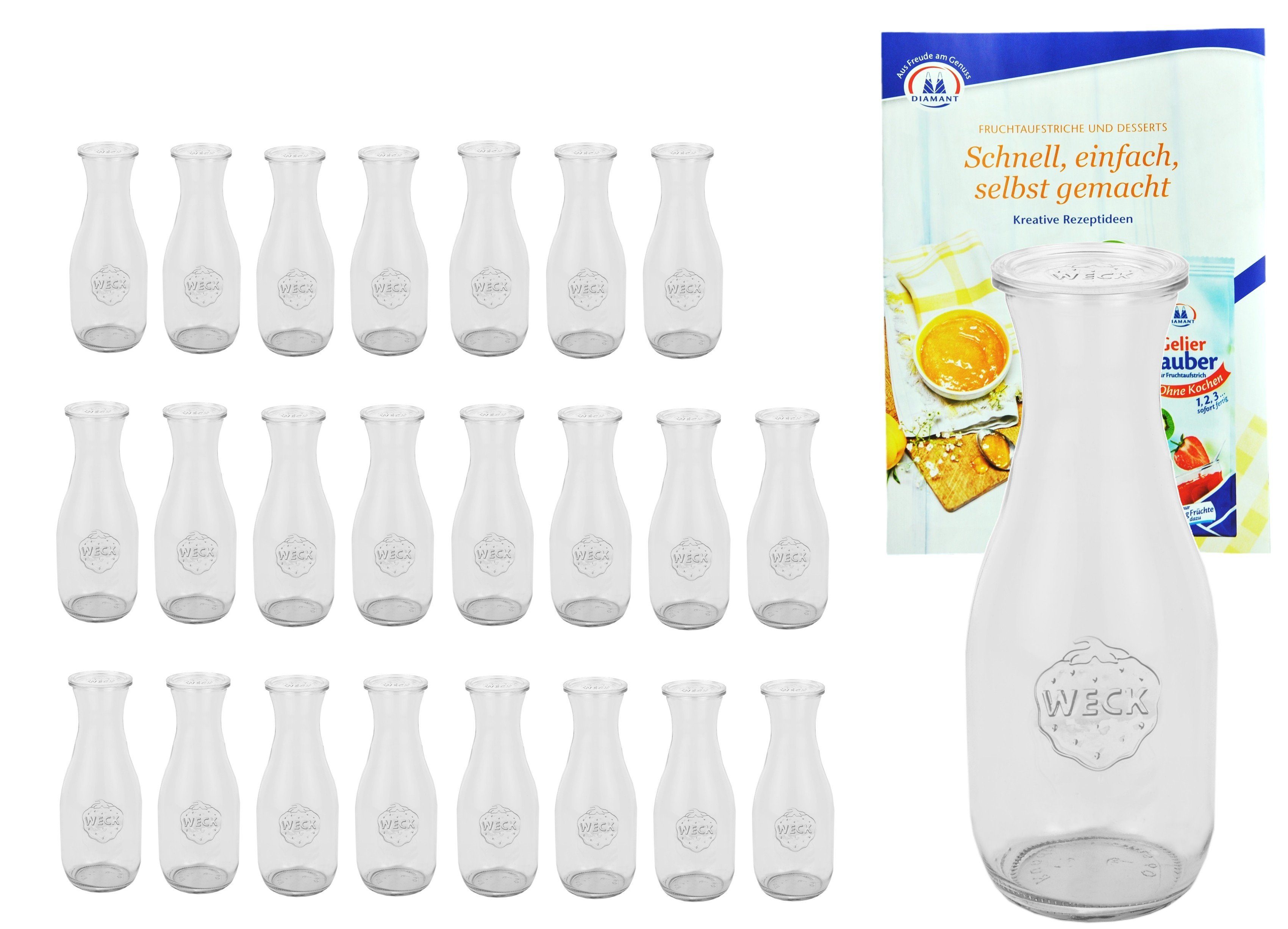 MamboCat Weck Glas Set – 12 Flaschen à 1062 Ml (1 Liter), Ohne Deckel, Inkl. Gelierzauber Rezeptheft