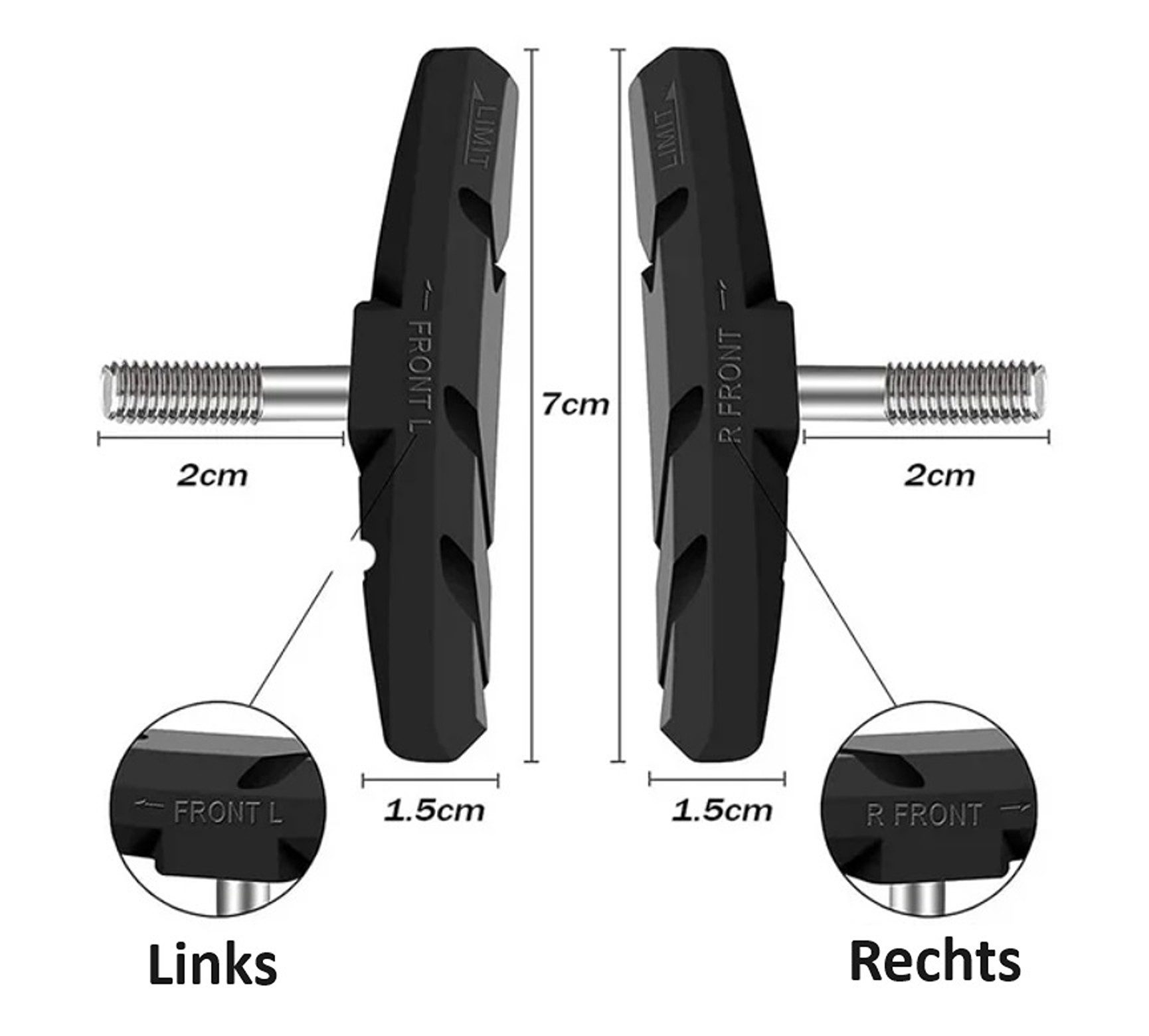 BAYLI V-Brake 8 Stück Fahrrad Bremsen Set für Shimano, 4 Paar Bremsschuhe schwarz