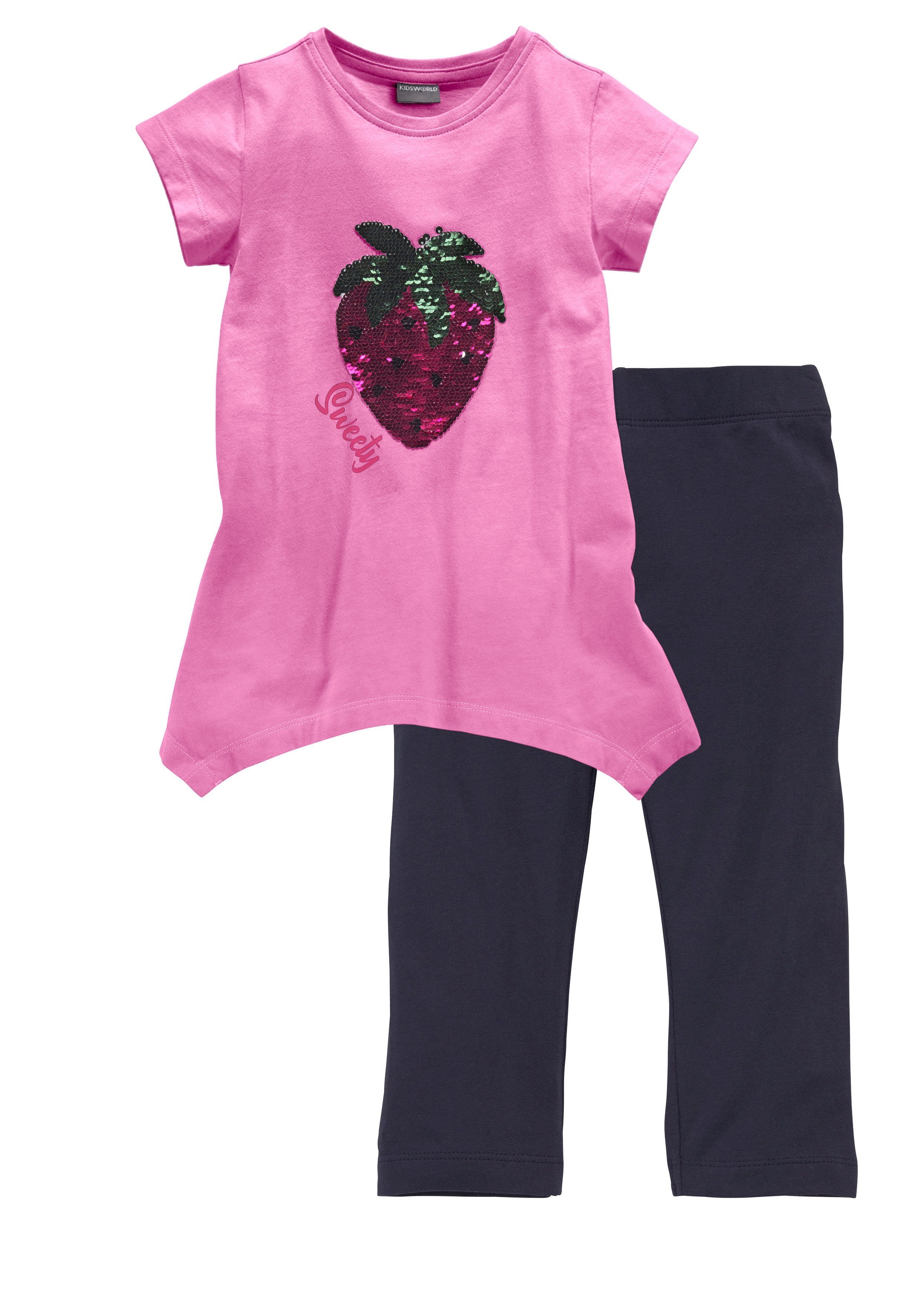 KIDSWORLD Shirt & Leggings 2tlg. Set T-Shirt + Leggings mit Wendepailletten (Set, 2-tlg., 2) in 2 Farbvarianten zu tragen. Reduzierter Preis € 24,99. Unverbindliche Preisempfehlung € 29,99, (€ 12,50 pro 1 Stk)